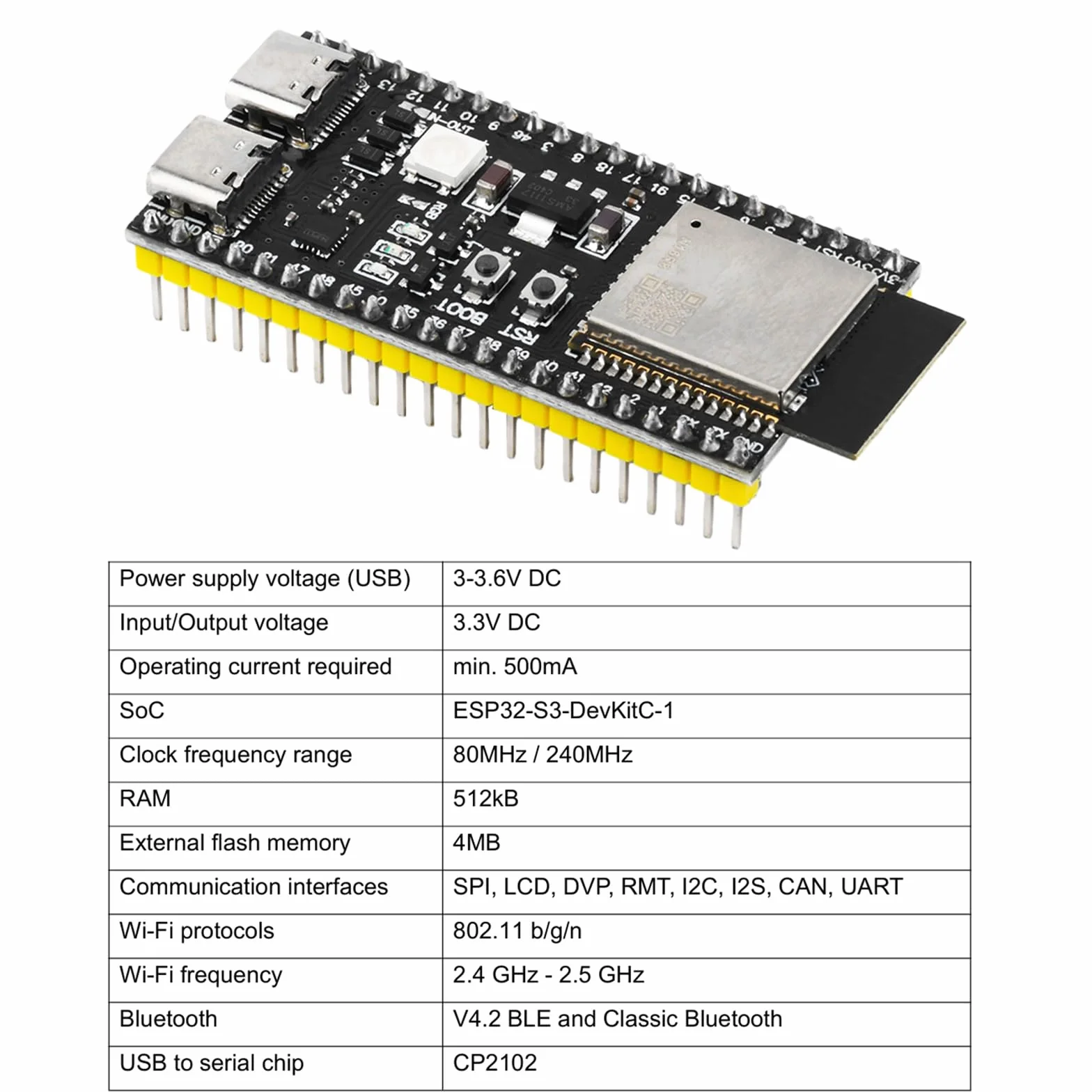 Heemol ESP32-S3-DevKitC-1-N16R8 deska rozwojowa 2,4 GHz WLAN Bluetooth 5.0 mikrokontroler Dual-Typ-C Arduino