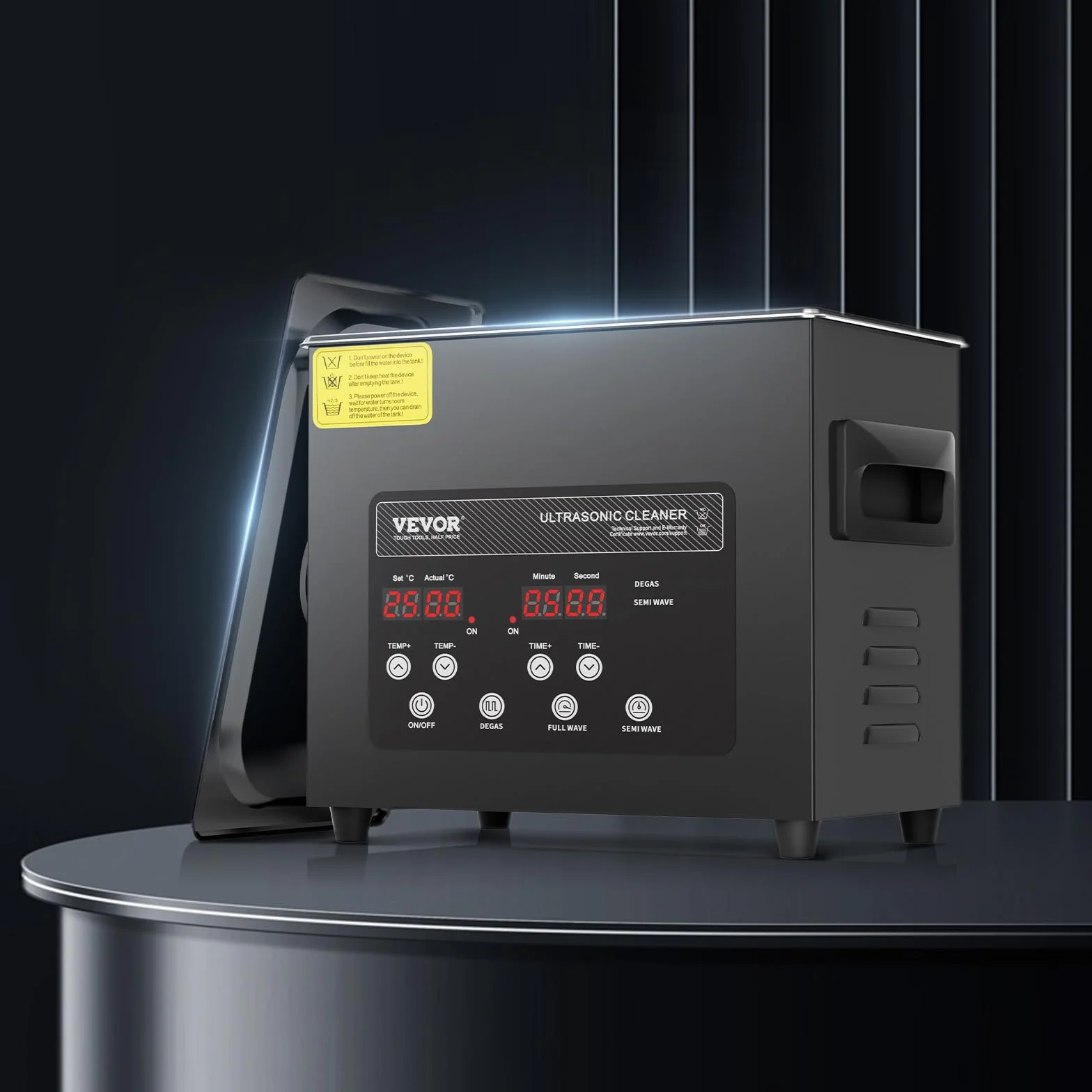 VEVOR Ultradźwiękowa cyfrowa myjka ultradźwiękowa 3 l 120 W, ulepszony tryb delikatny, przemysłowa myjka ultradźwiękowa 40 kHz z podgrzewaczem i zegarem do pojemników, biżuteria 265 x 165 x 240 mm