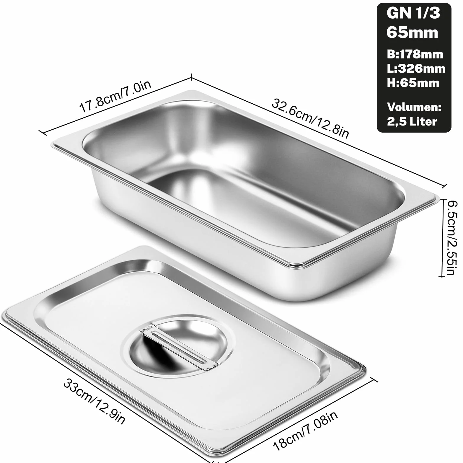 Zestaw misek do panierowania ze stali nierdzewnej GN 1/3 32,5x17,5x6,5 cm prostokątne pojemniki gastronomiczne