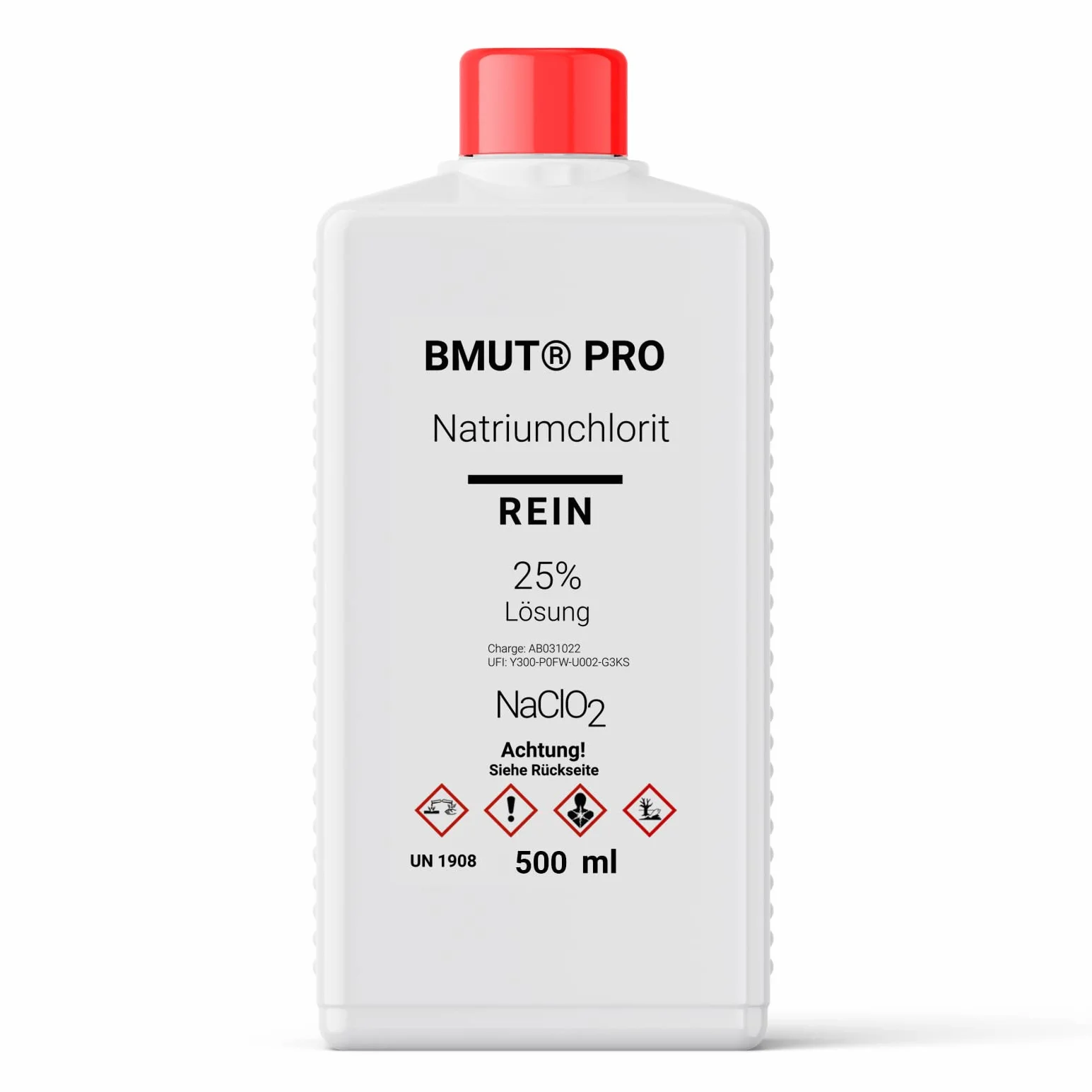 2 x 500 ml chlorek sodu, 25% roztwór – NaClO2 – czysty – z zamknięciem zabezpieczającym