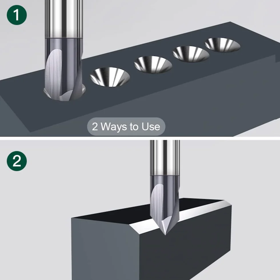 ASNOMY CNC Frez z rowkiem V 60° 90° Frez do drewna 4 mm 6 mm trzpień 3-Flauta TiAlN Powlekany węglik wolframu