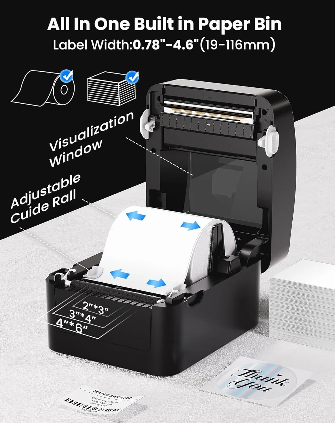 vretti Drukarka etykiet Bluetooth 4x6 termiczna