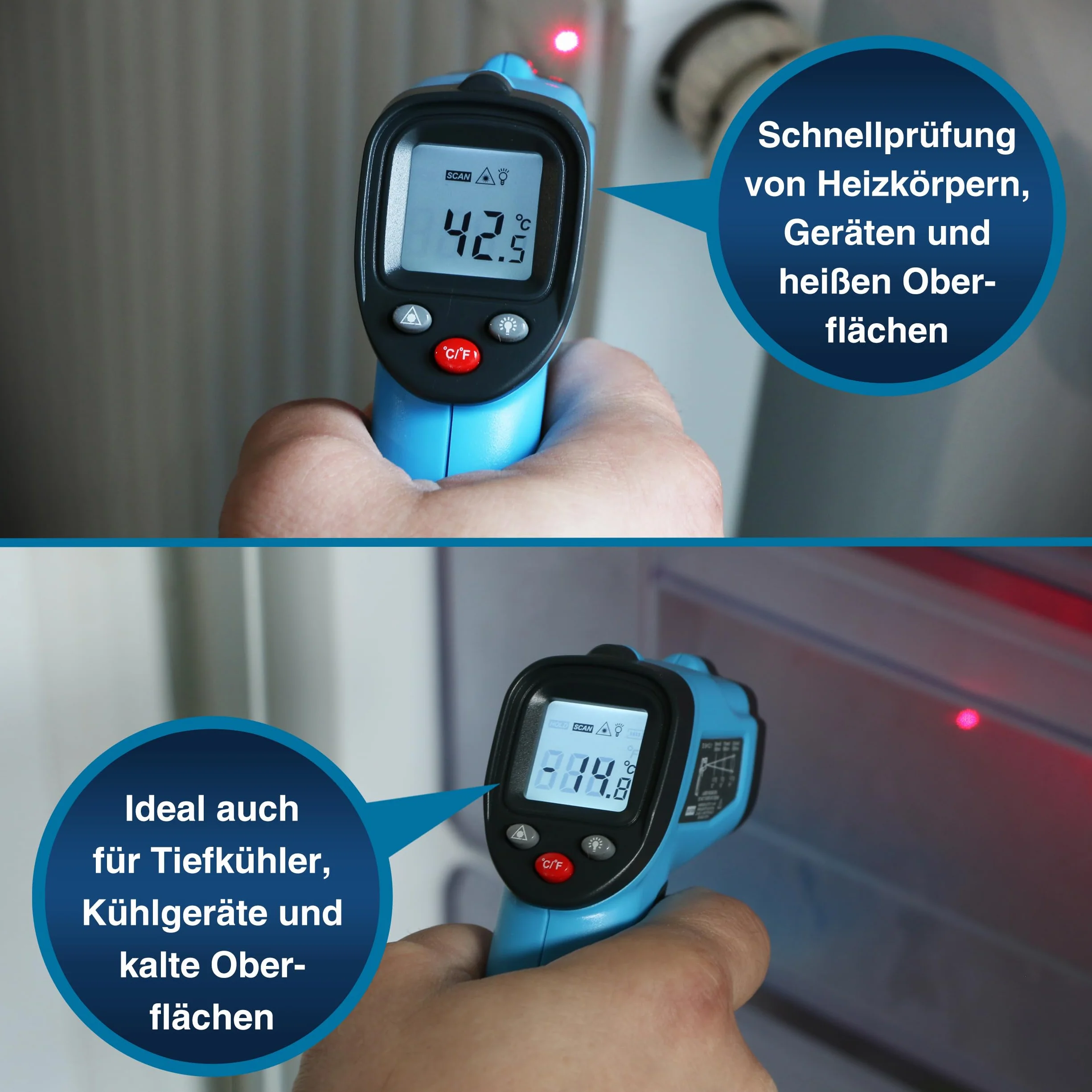 PeakTech 4940 termometr na podczerwień pirometr z laserem -50°C 600°C 12:1 0,5s emisyjność 0,95