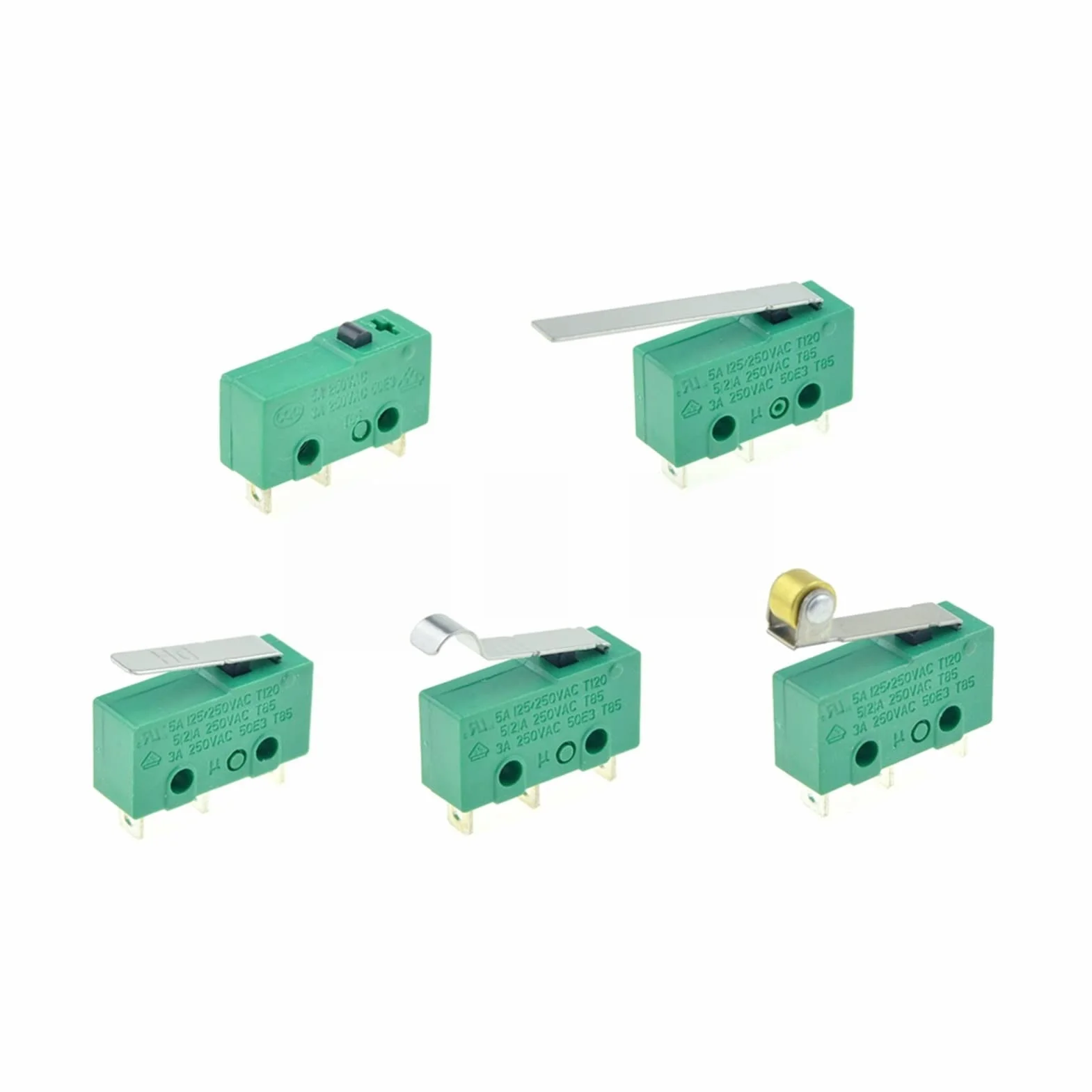 Wyłącznik krańcowy 1 szt. mikroprzełączniki krańcowe 3-pinowe NO+NC SPDT 3A/5A 250VAC mini mikroprzełącznik 17 mm 29 mm długi łuk dźwignia rolkowa mikroprzełączniki (kolor: dźwignia rolkowa)