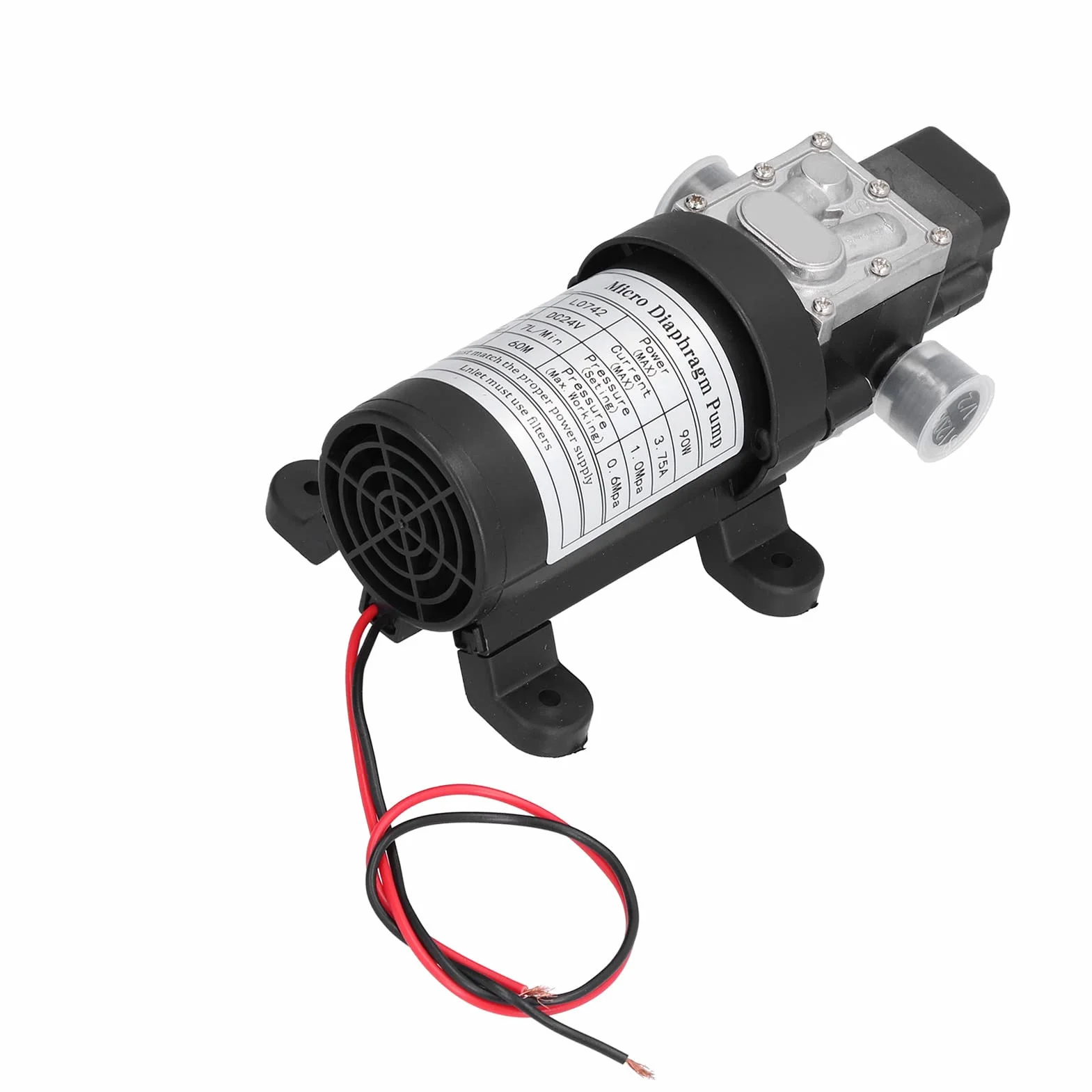 Garosa Mikroelektryczna Pompa Membranowa Samozasysająca 24 V DC 100 W, 7 L/min, 60 M Podnoszenia, z Wentylatorem Chłodzącym, do Oprysków Przemysłowych i Rolniczych W Gospodarstwie