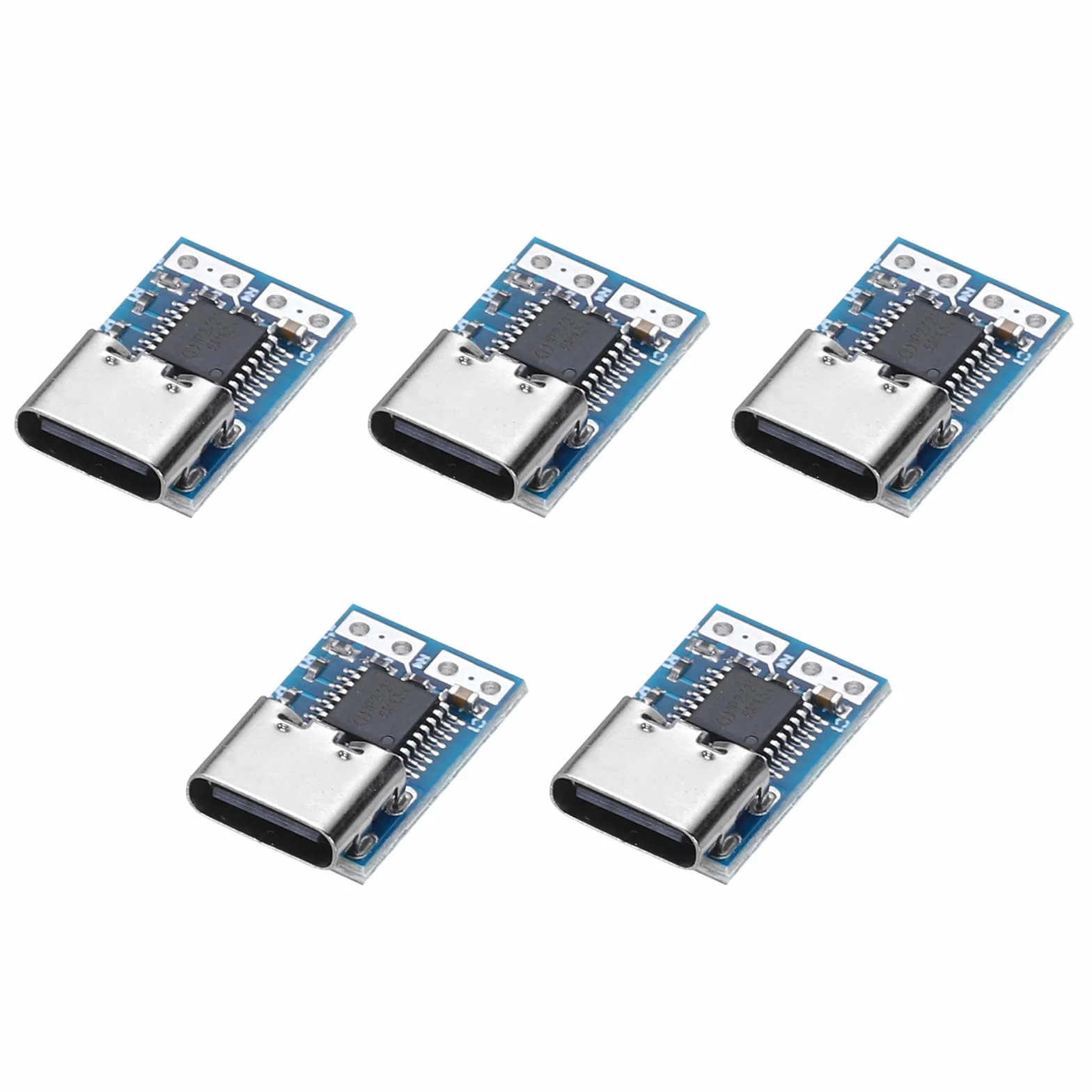 QUARKZMAN 5 sztuk USB-C PD 9 V DC moduł wyzwalacza napięcia stałego, 0,7 x 0,4 cala, gniazdo 5 A typu C, wejście do szybkiego ładowania, płytka Decoy do zasilacza notebooka, kolor niebieski