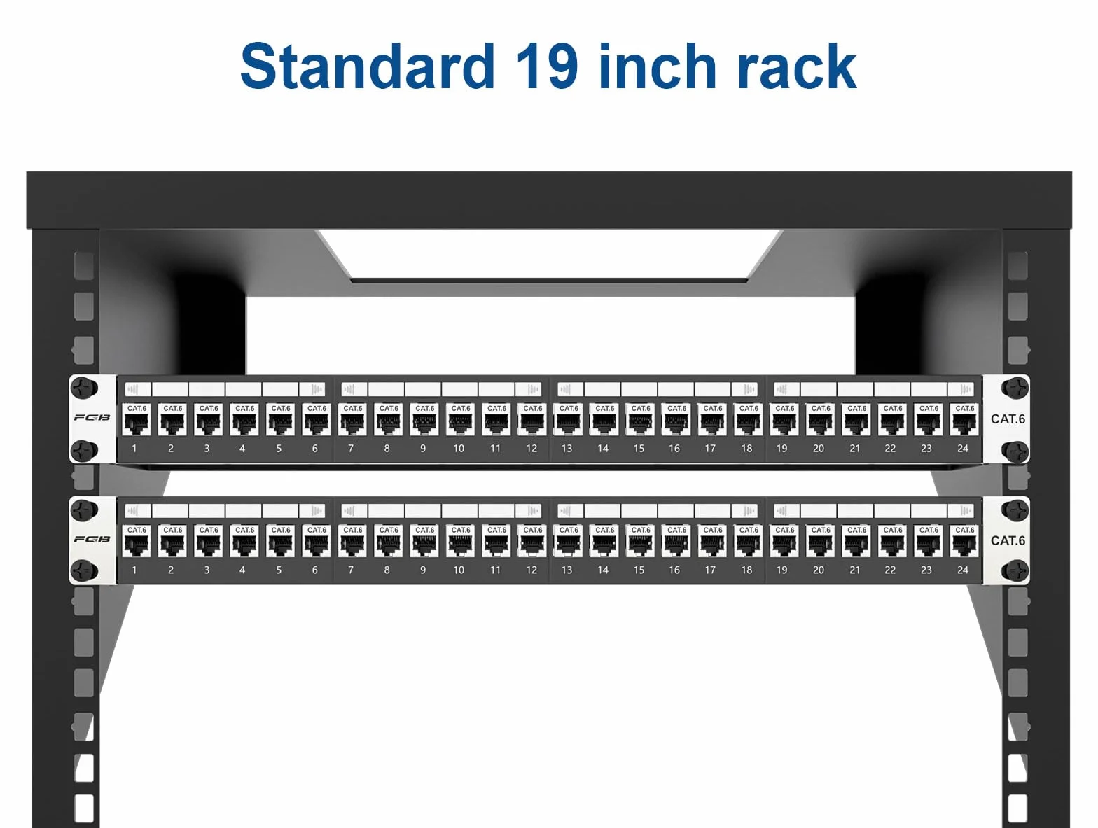 FGB Panel krosowy 1U 24 porty Cat6 RJ45 Keystone 19 cali montowany na ścianie