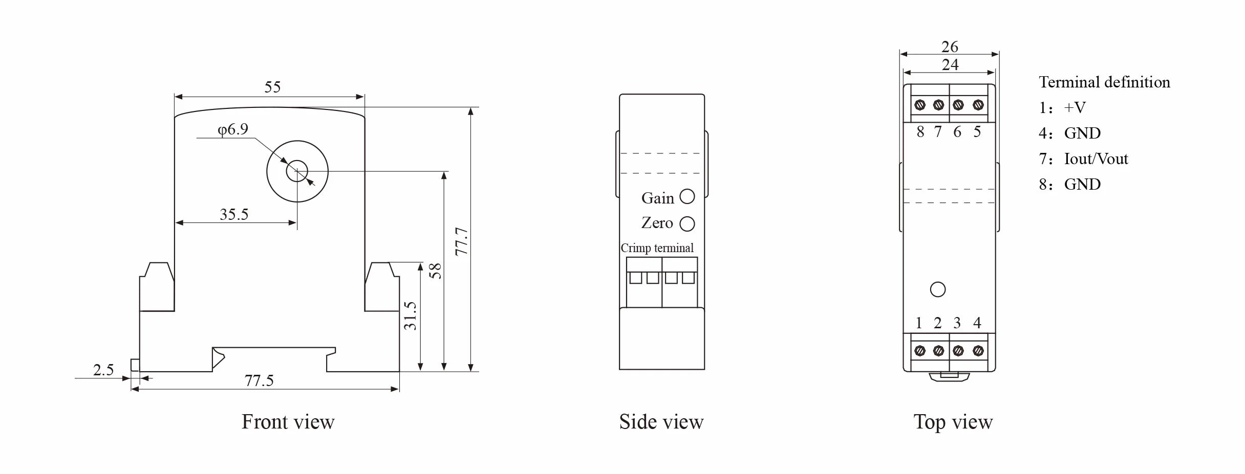 YHDC Przetwornik prądu AC TCAH-30 30A/4-20mA 0,5%