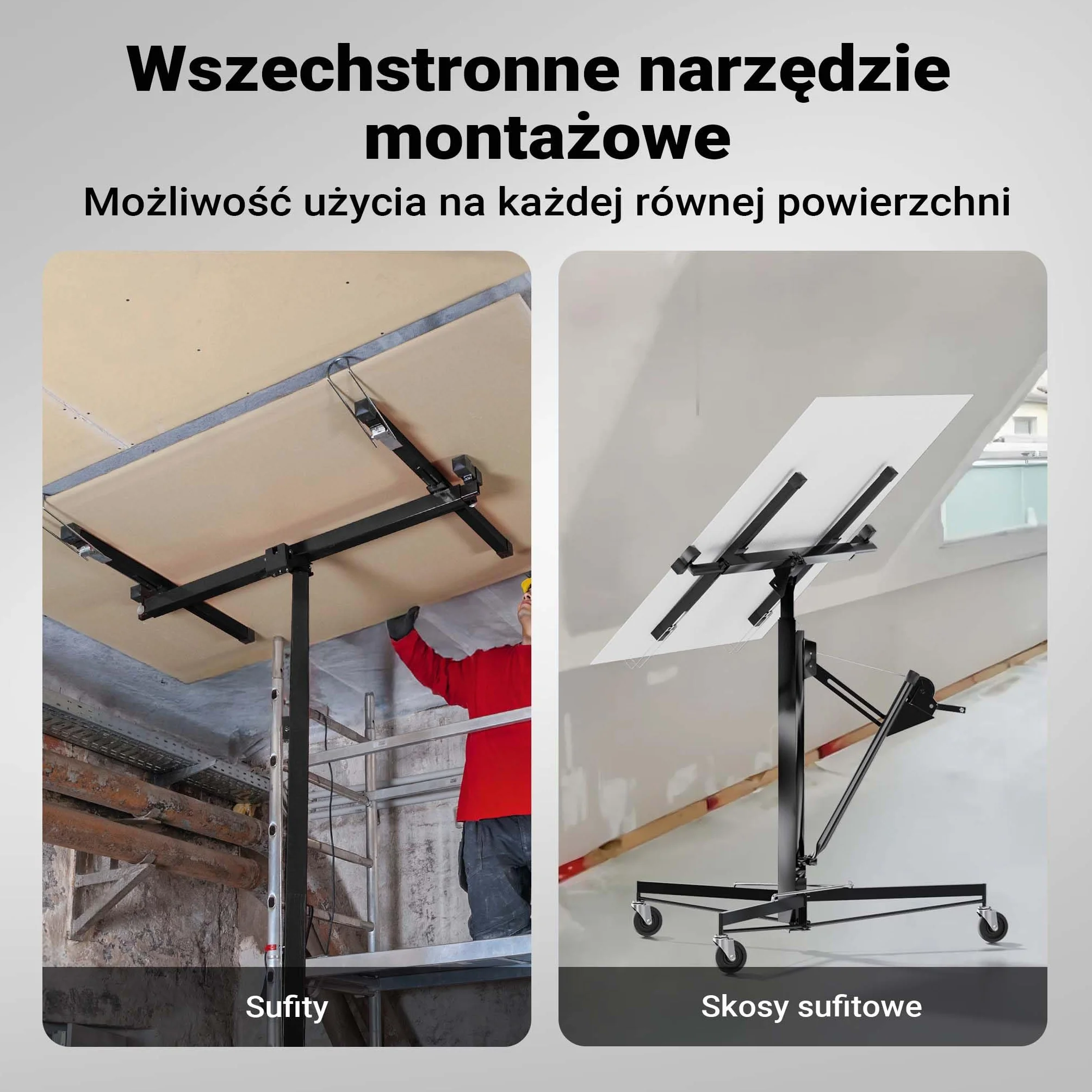 Podnośnik do paneli Wiltec XXL 68 kg 140-350 cm 2,90 m czarny