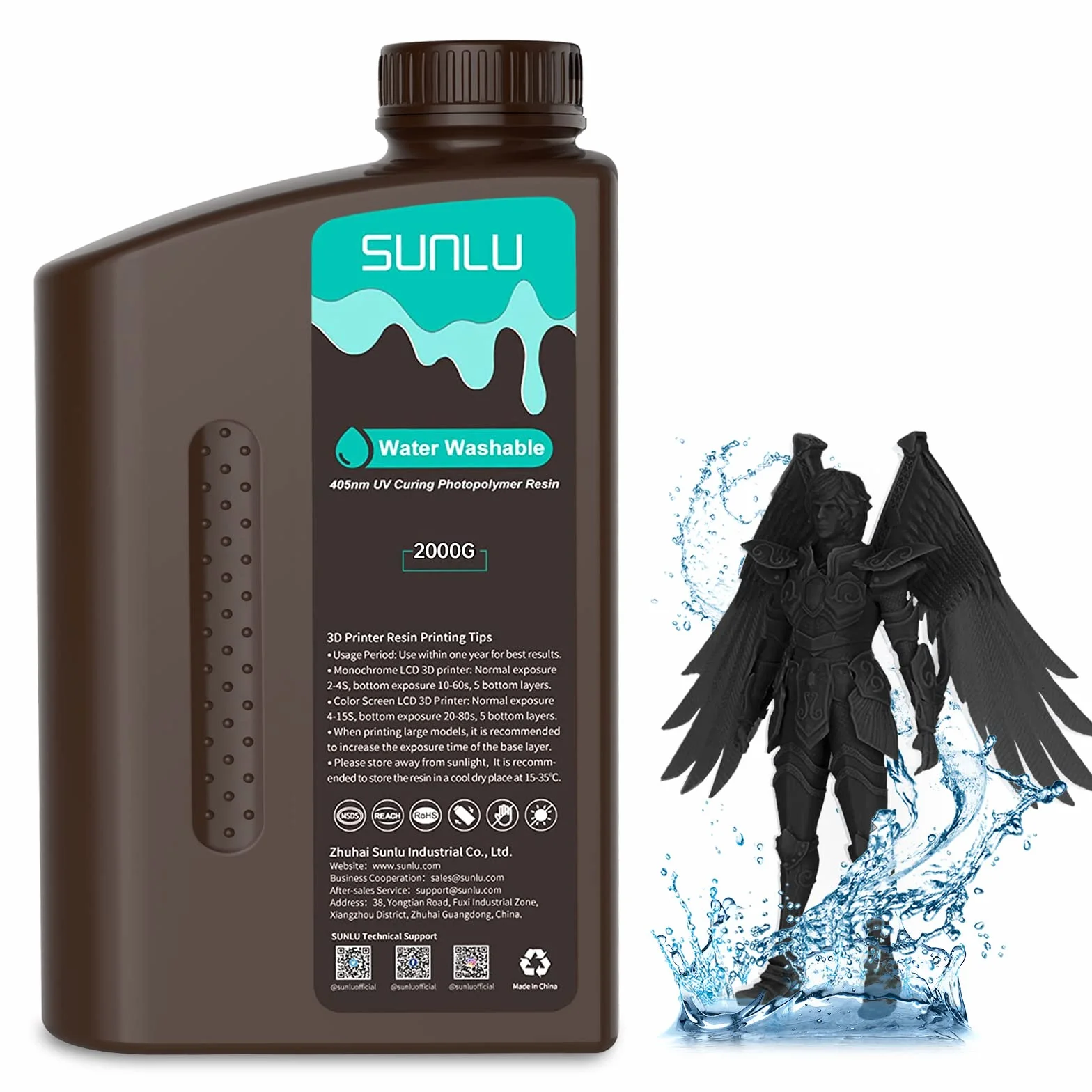 SUNLU Żywica UV 405 nm standardowa do drukarek 3D 4/6/8K LCD DLP SLA 2 kg czarna