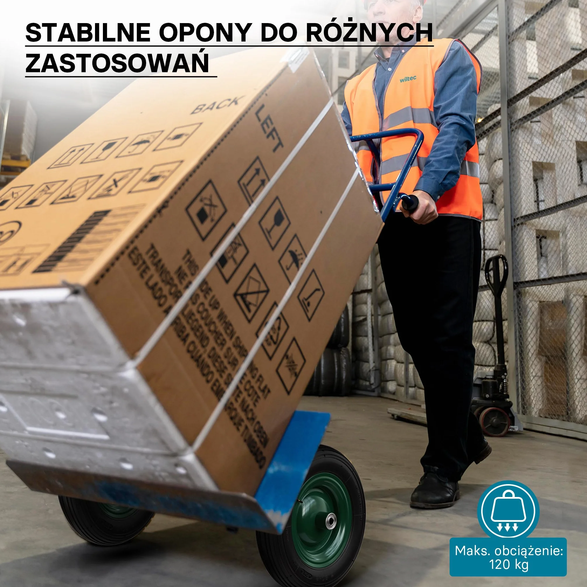 Wiltec opona zamienna do taczki 3.50-8 koło pneumatyczne kompletne ø 370-380 mm z dętką i felgą metalową