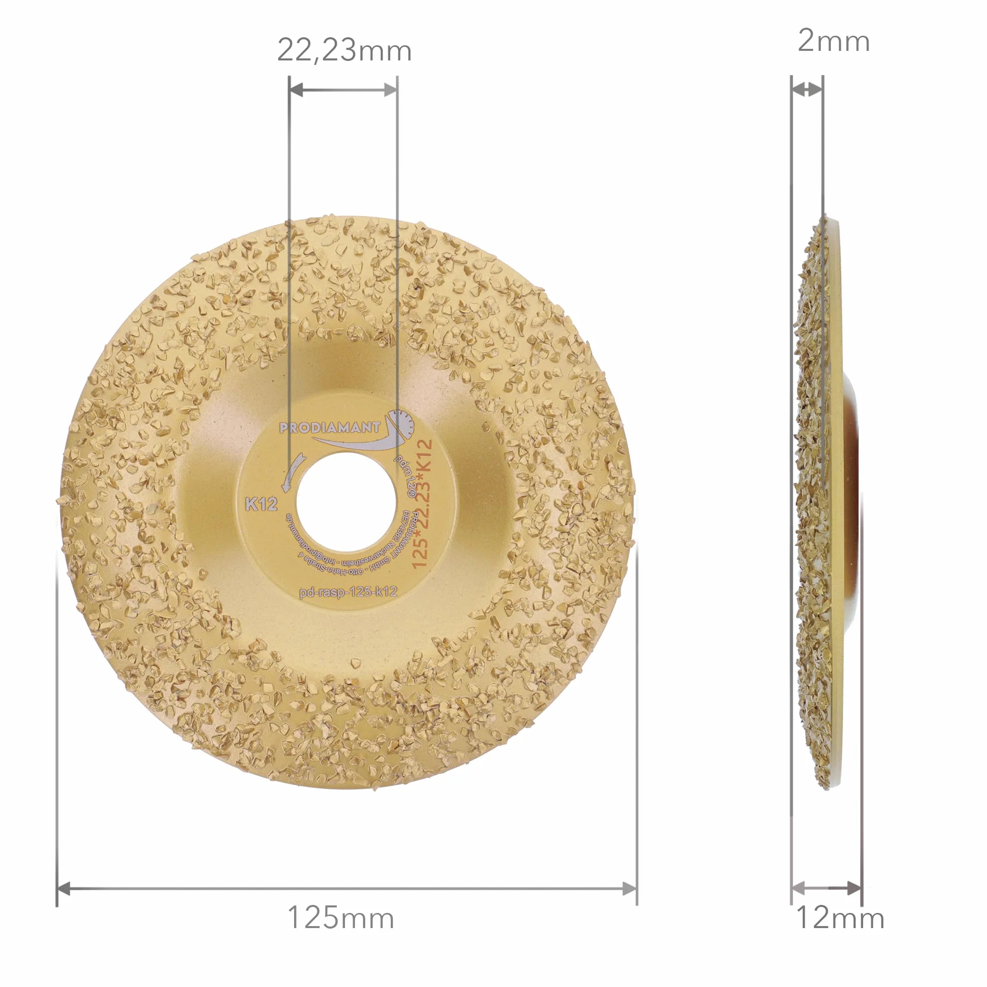 PRODIAMANT Tarcza pilnikowa Ø 125 mm K12 – tarcza szlifierska z węglikiem wolframu do szlifierek kątowych