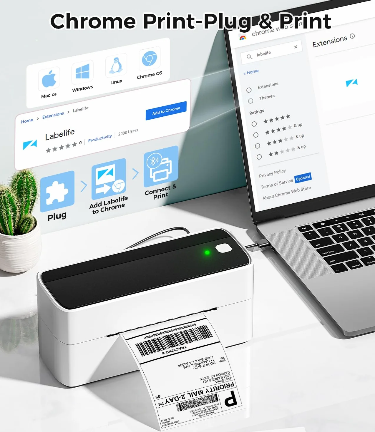 Phomemo Drukarka etykiet Bluetooth 4 x 6 termiczna do kodów kreskowych Amazon Etsy Shopify
