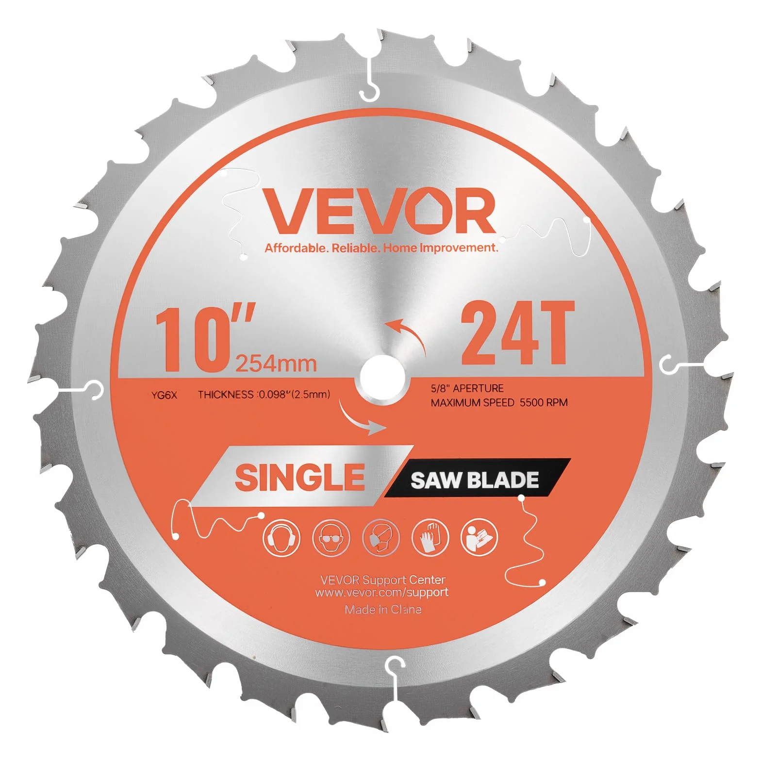 VEVOR Tarcza do piły ukośnej Ø 254 mm, 24 zęby, grubość 2,5 mm, do drewna i sklejki