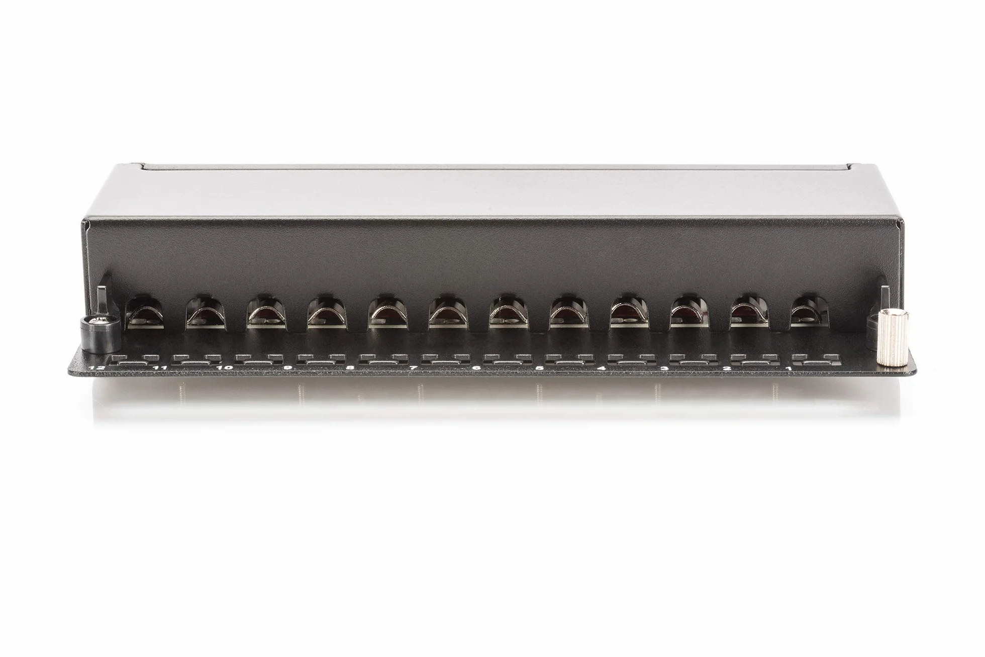 DIGITUS Desktop Panel krosowy (patch panel) - Cat-6A - 12-portowy RJ45 - ekranowany - pole krosowe LSA - montaż powierzchniowy - czarny