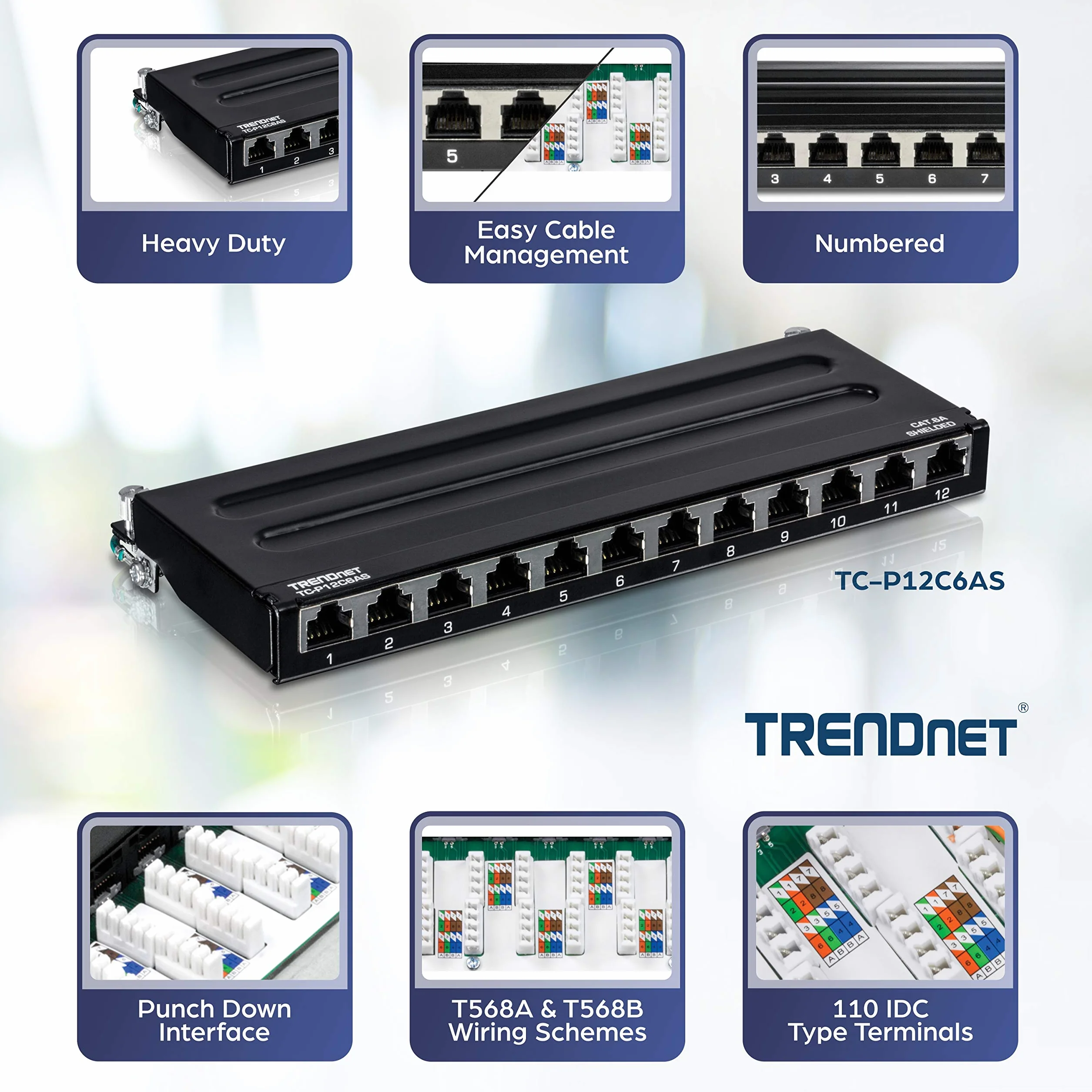 TRENDnet TC-P12C6AS panel krosowy 12-portowy Cat6a ekranowany