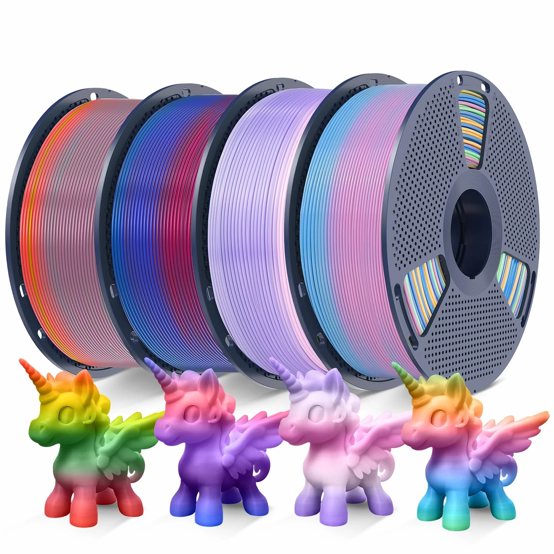 SUNLU Rainbow PLA Filament 1,75 mm ± 0,02 mm 4 kg 4 rolki gradient do drukarki 3D