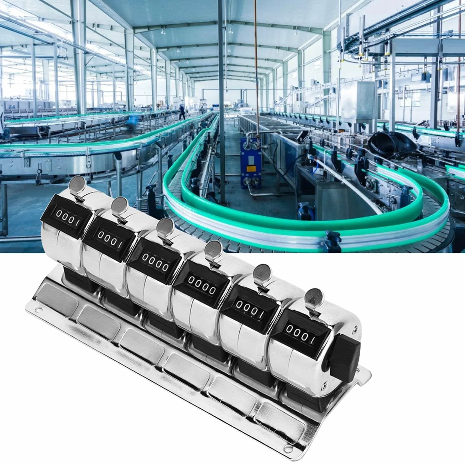 KIMISS Licznik mechaniczny 4-cyfrowy metalowy zestaw 6 sztuk stali nierdzewnej