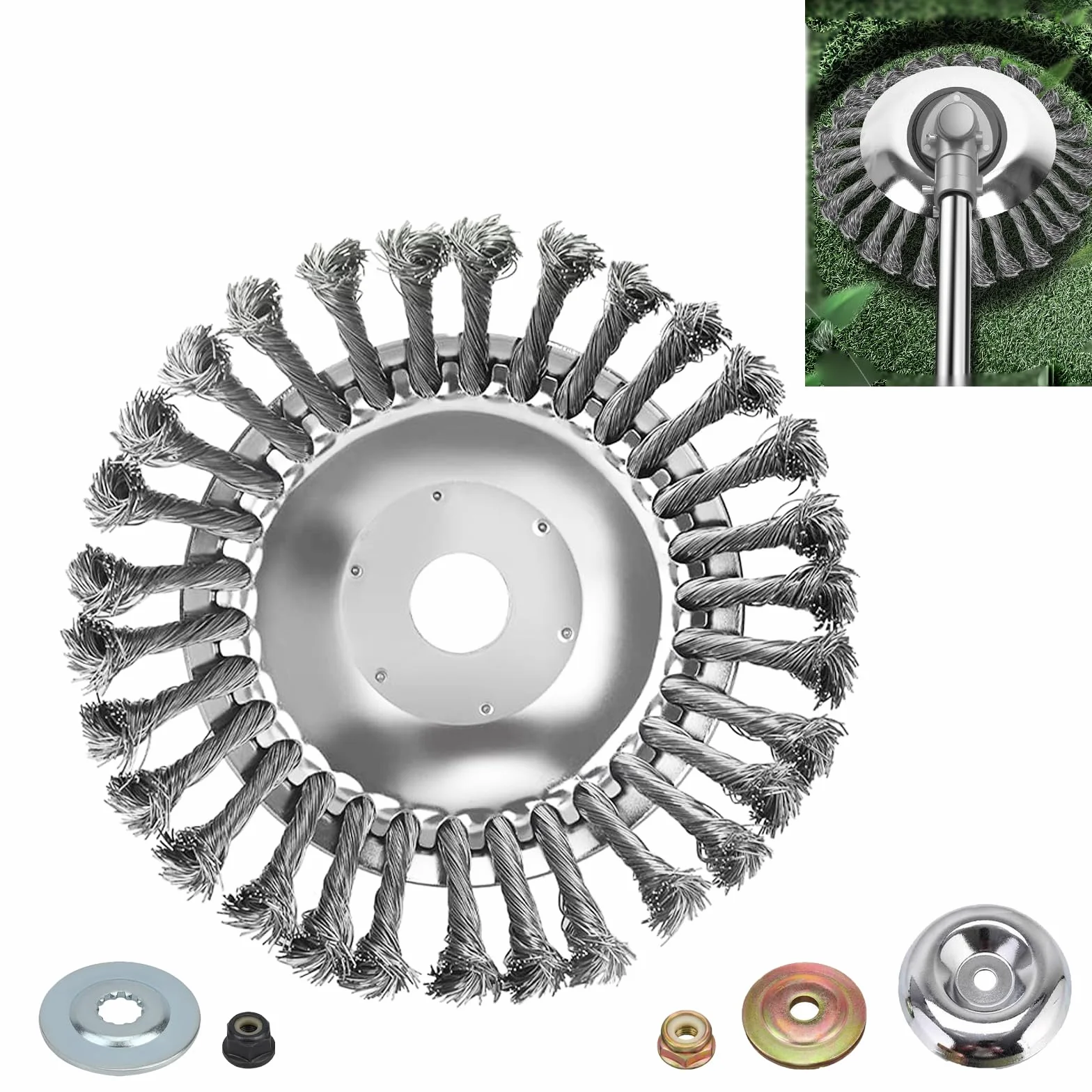 Szczotka do usuwania chwastów, 6 cali, szczotka do dzikich ziół Stihl, szczotka druciana, z akcesoriami montażowymi średnica 150 mm, otwór 25,4 mm