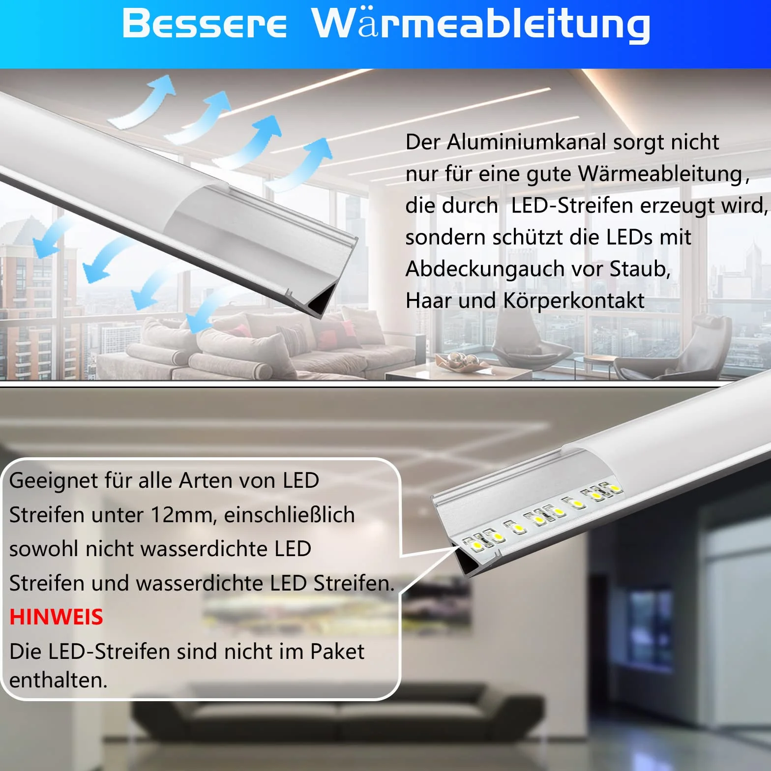 Efishine 20-PACK profil aluminiowy LED 20 x 1M, profil aluminiowy w kształcie V z mleczną osłoną, zaślepkami i klamrami montażowymi do taśm, bardzo prosta instalacja……