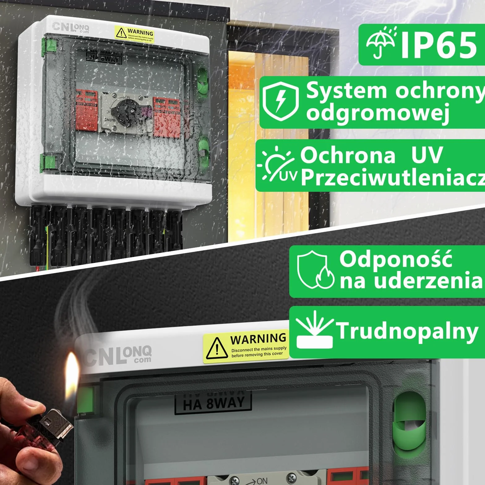 Solarna skrzynka przyłączeniowa PV DC1000 V, ochrona przed przepięciem, PV DC, 2 struny, 2 w 2 wyjścia, wodoszczelna obudowa do instalacji PV, kompletny zestaw