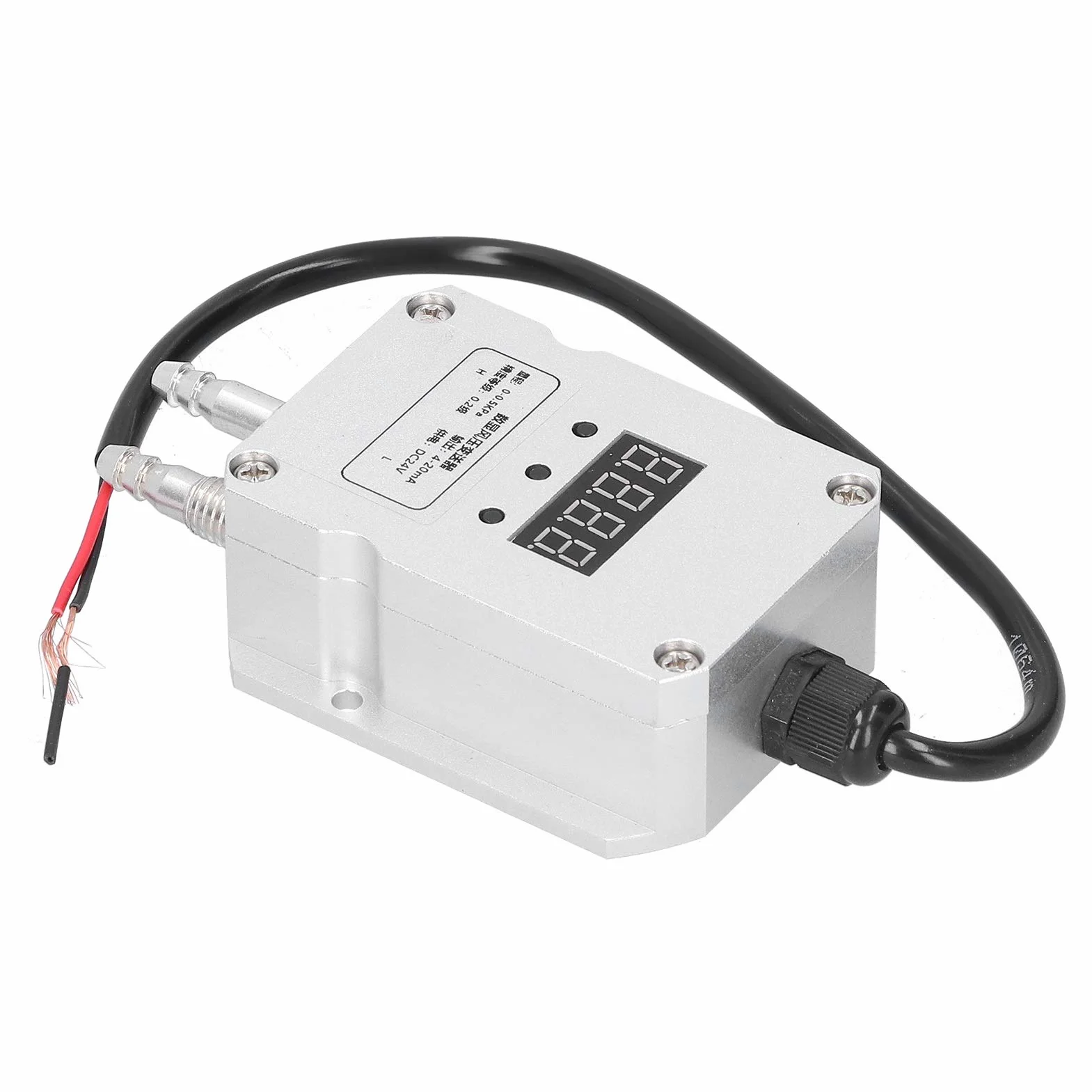 Przetwornik r¨®?nicy ci?nie¨½, wykrywanie wiatru z cyfrowym wy?wietlaczem 0-0,5 kpa, srebrny 4-20 mA DC24V, z technologi? kompensacji temperatury, silikonowy piezorezystancyjny rdze¨½ r¨®?nicowy OEM