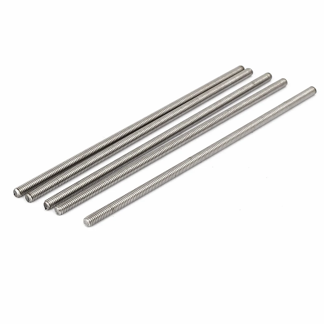 sourcingmap M4 x 120 mm stal nierdzewna 304 w pełni gwintowane pręty pręty sztyfty srebrny odcień 5 szt.