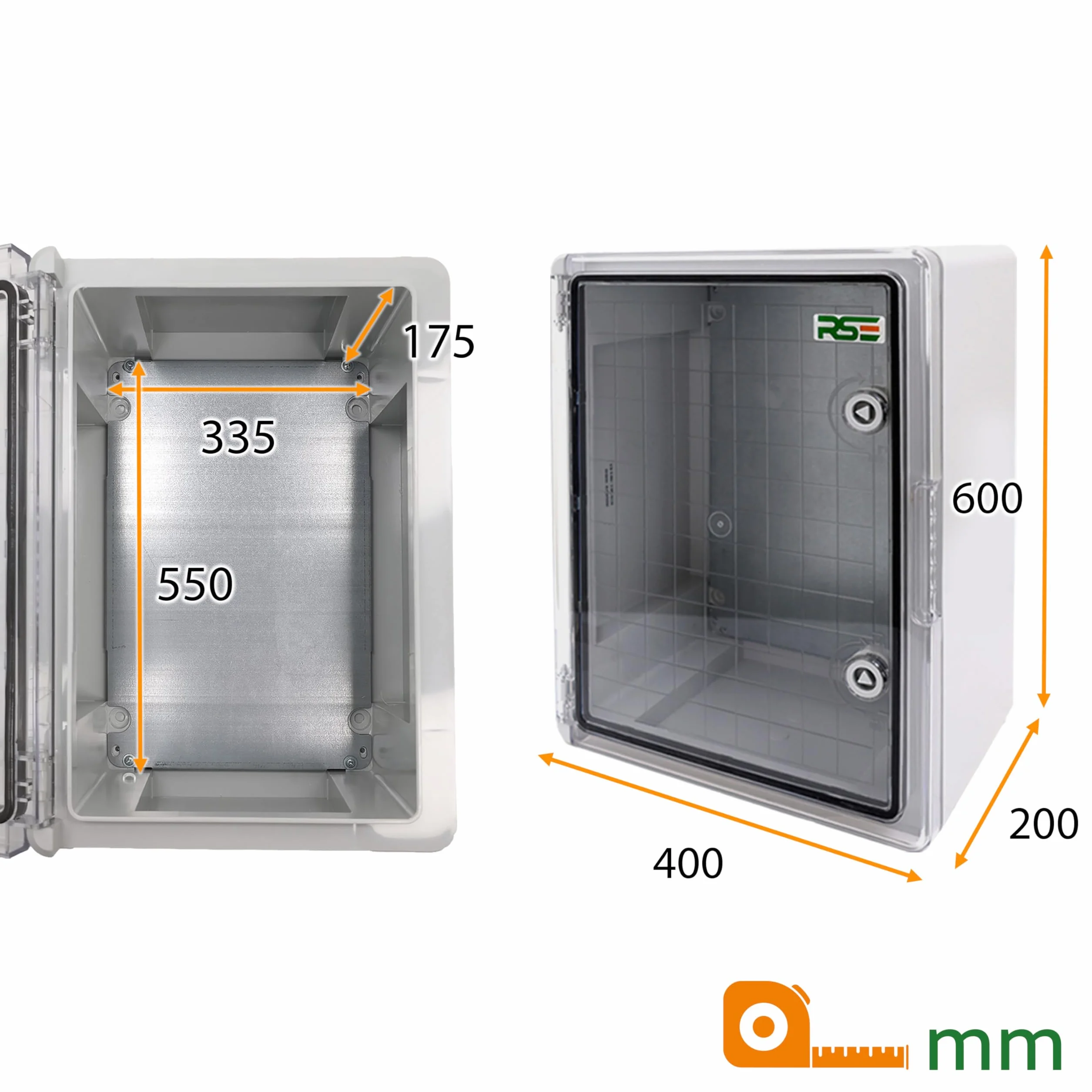 RSE Obudowa z tworzywa sztucznego ABS IP65 szafka ścienna pusta czarna 400 x 600 x 200 mm