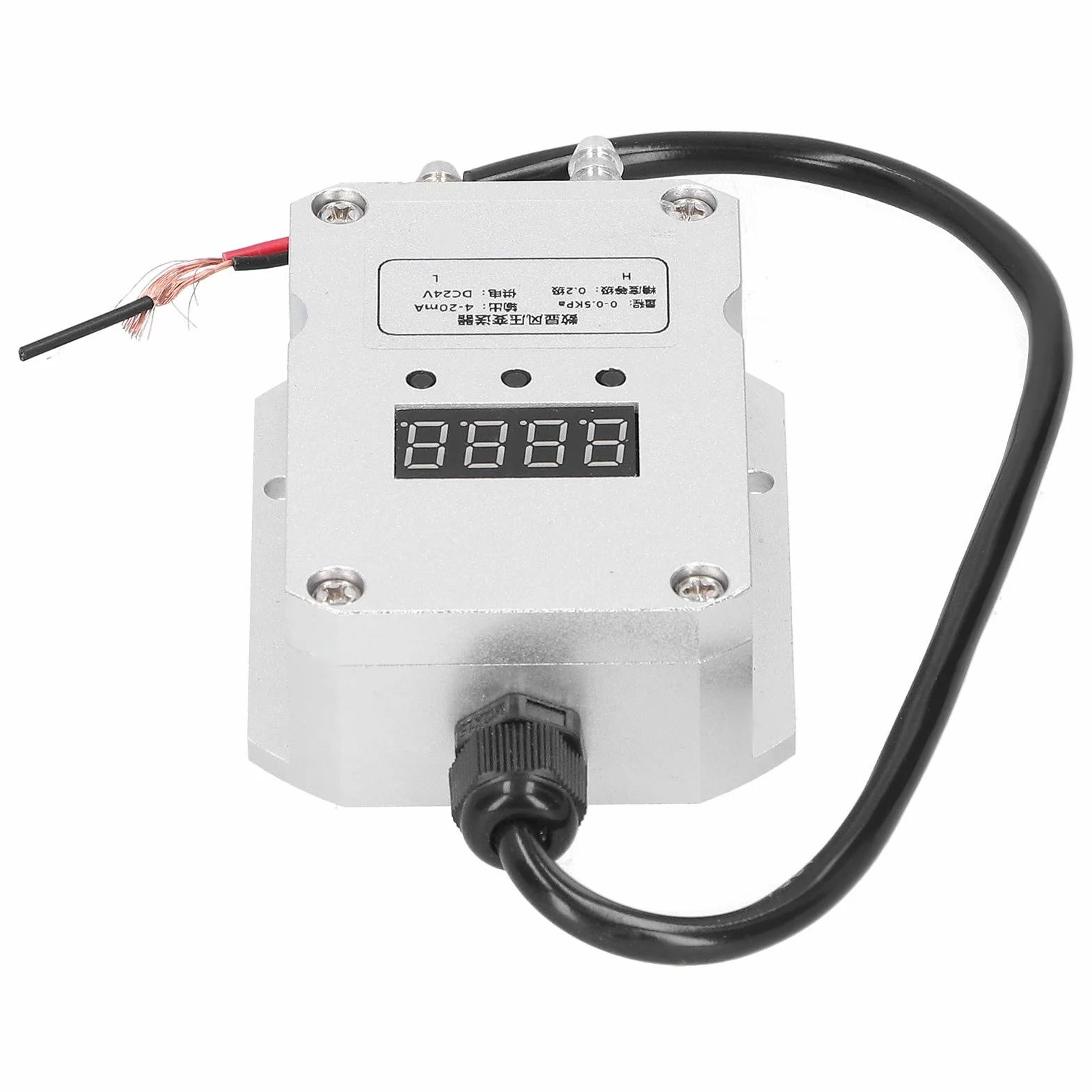 Przetwornik r¨®?nicy ci?nie¨½, wykrywanie wiatru z cyfrowym wy?wietlaczem 0-0,5 kpa, srebrny 4-20 mA DC24V, z technologi? kompensacji temperatury, silikonowy piezorezystancyjny rdze¨½ r¨®?nicowy OEM