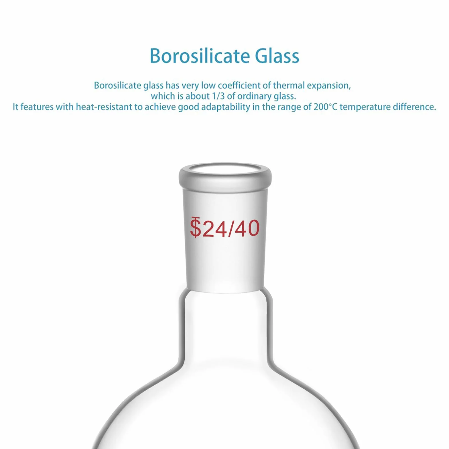 StonyLab 500ml Glas Einhals Flachboden Kochflasche mit 24/40 Standard Taper Outer Joint
