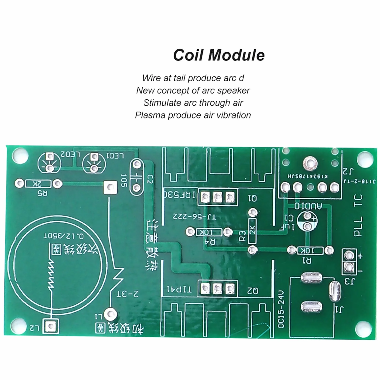 Moduł Cewki Tesli, Głośnik Plazmowy łuku Mini Cewka Tesli DIY Elektroniczny Zestaw Narzędzi 15W DC 15-24V 2A, Elektroniczny moduł Nauczania Cewki Tesli, Cewka Transmisji