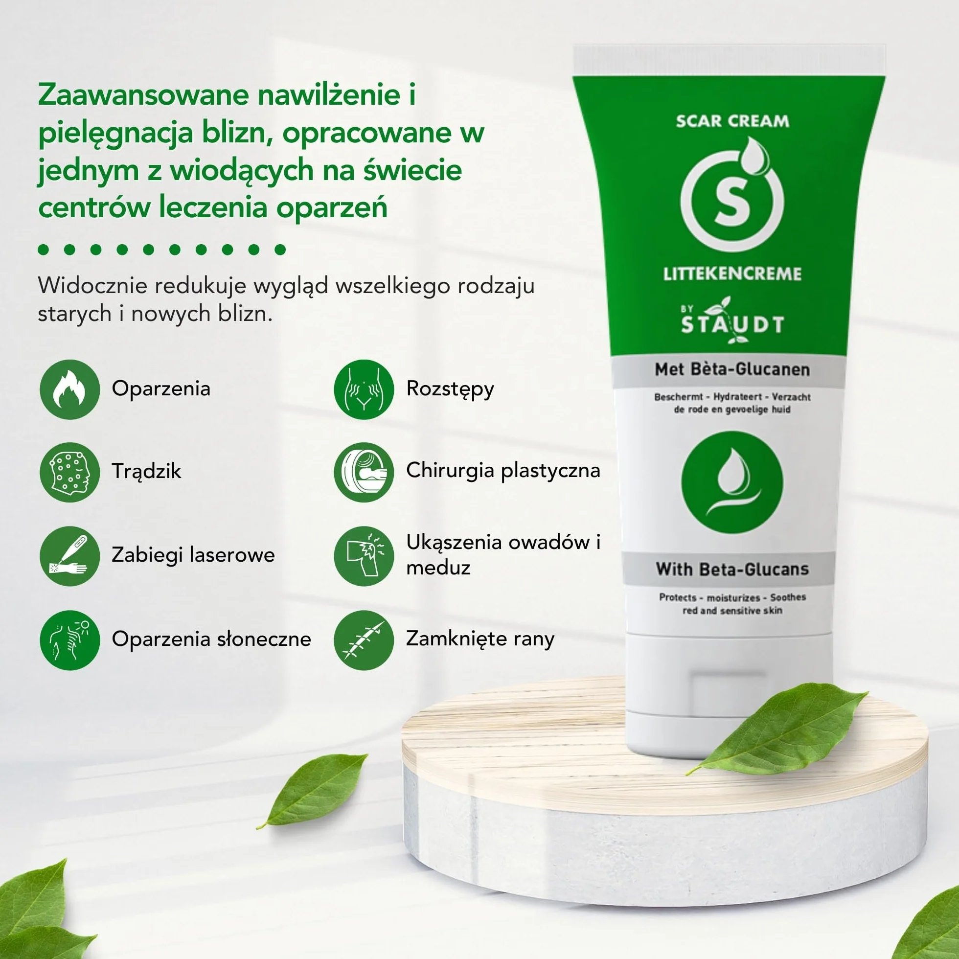 STAUDT Krem na blizny premium, 100 ml, wartościowy rozmiar, zaawansowana formuła z witaminą E, miodem, kwasem hialuronowym i silikonem, intensywne gojenie starych i nowych blizn, chirurgicznych,