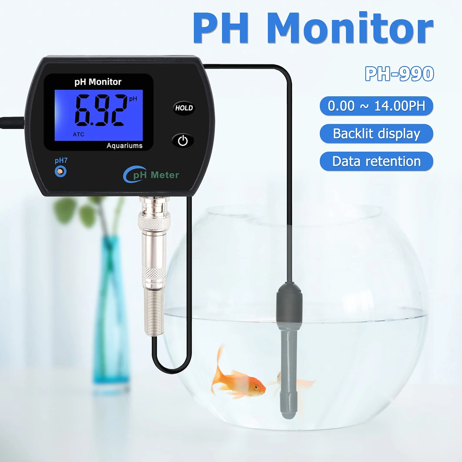 Miernik pH jakości wody LCD BNC do akwariów hydroponiki