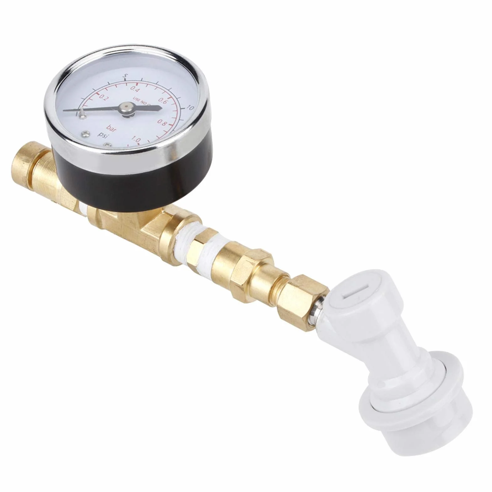 Regulowany zawór bezpieczeństwa z manometrem 0-15 psi (0-1 bar) do homebrew