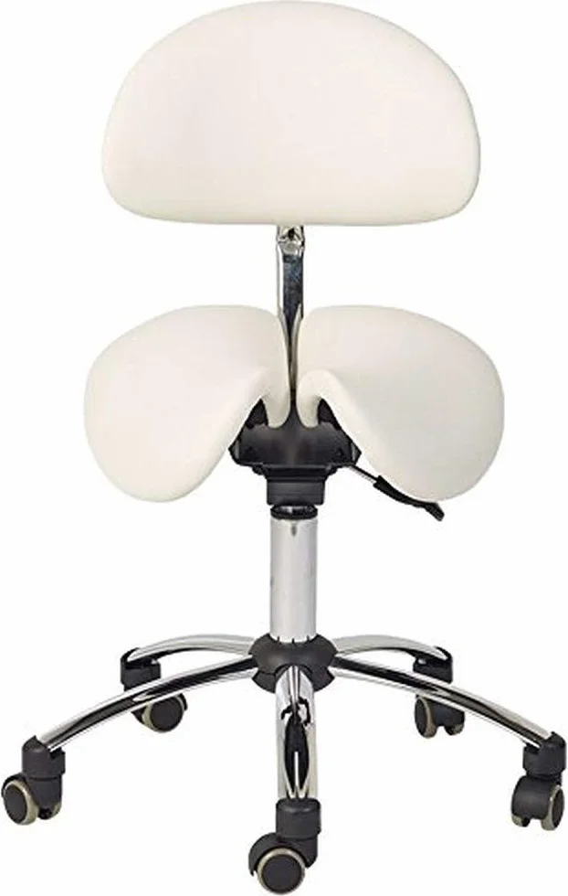 Teqler T-135365weiss Taboret Siodłowy z Oparciem, Biały, 43 x 37 cm