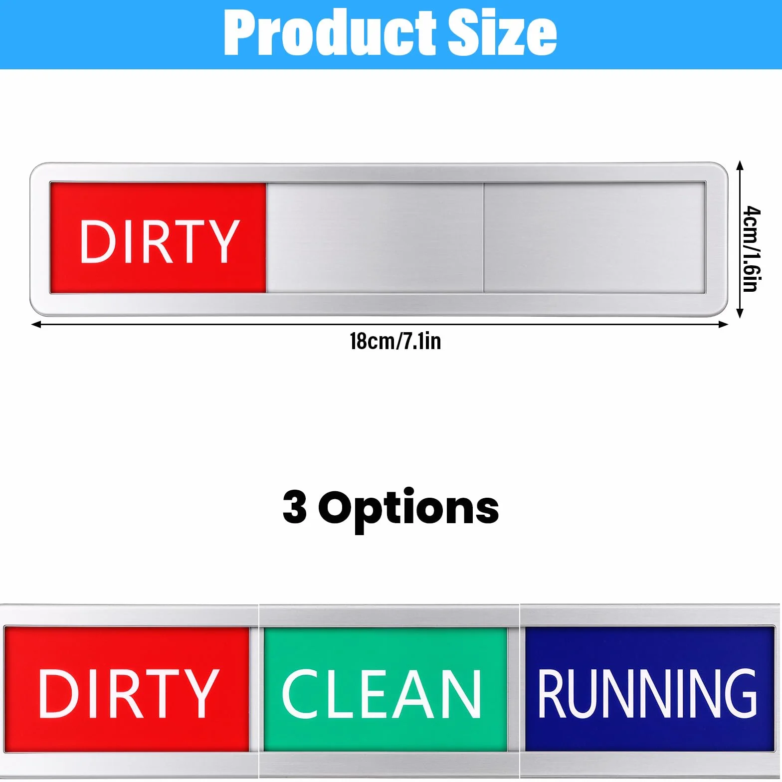 Czysty / brudny szyld przesuwny, do zmywarki do naczyń, znak Clean Dirty Runing, akcesoria kuchenne z dwustronnym klejem