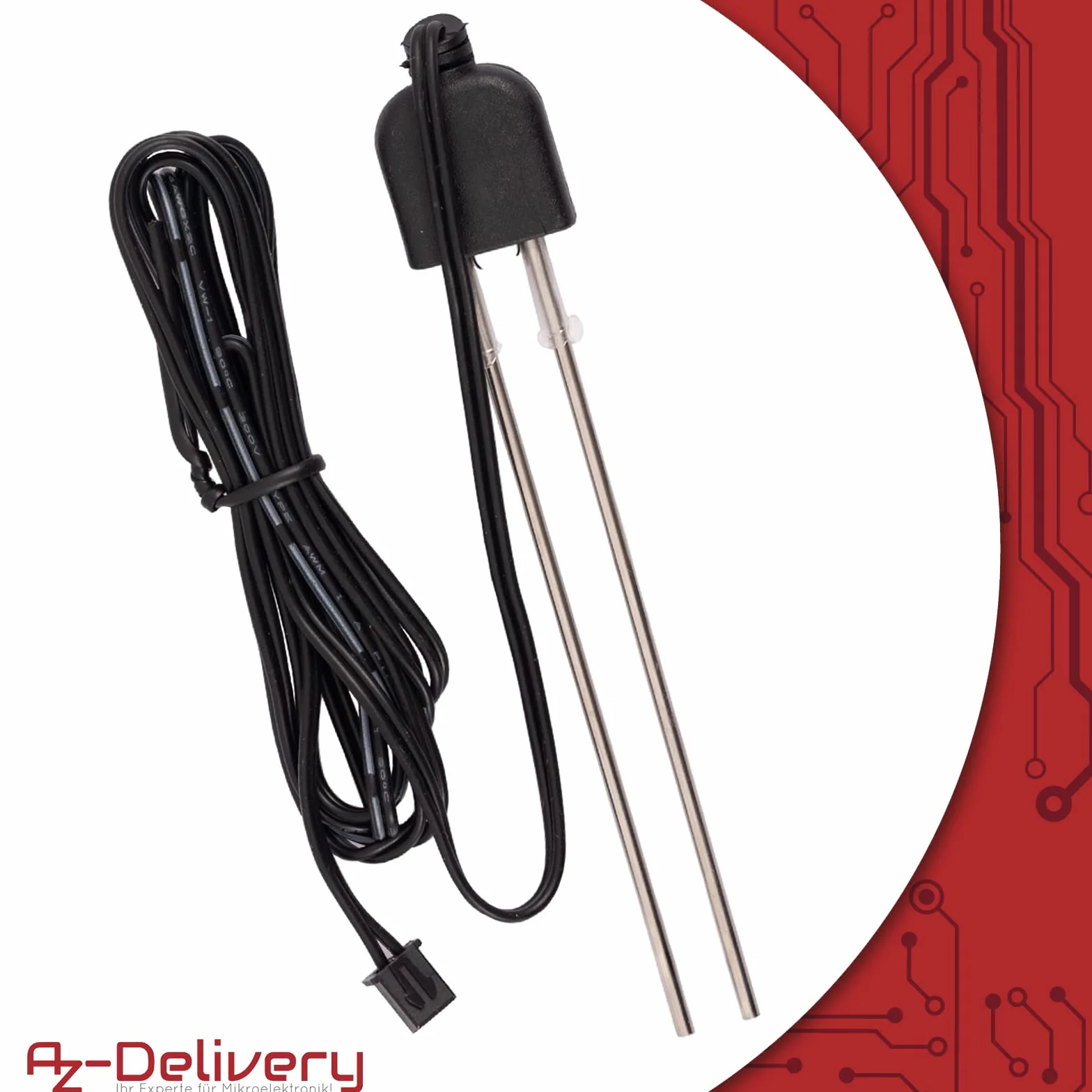 AZDelivery czujnik wilgotności gleby, detektor wilgoci i miernik wilgotności roślin z odporną na korozję sondą do automatycznego systemu nawadniania kompatybilny z Arduino i Raspberry Pi