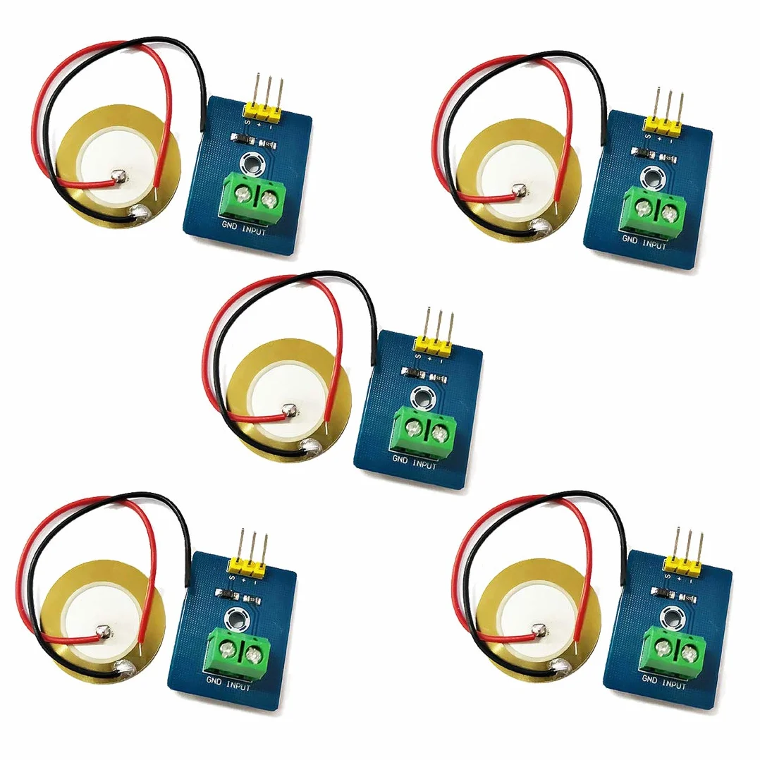 Hailege 5pcs Piezoelektryczny czujnik analogowy ceramiczny moduł czujnika drgań piezoelektryczność do Arduino DIY KIT