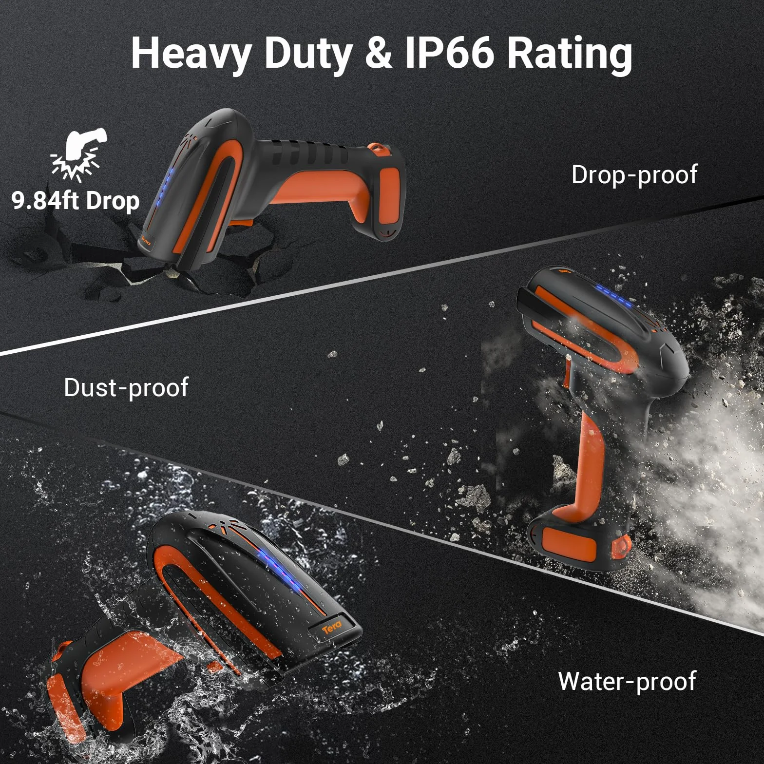 Tera Skaner kodów kreskowych Pro 3 w 1, ekstremalnie wydajny, bezprzewodowy skaner kodów kreskowych 1D, 2D, QR, Bluetooth, 2,4 G, przewodowy skaner kodów kreskowych USB-C 1D, 2500 mAh, doskonała