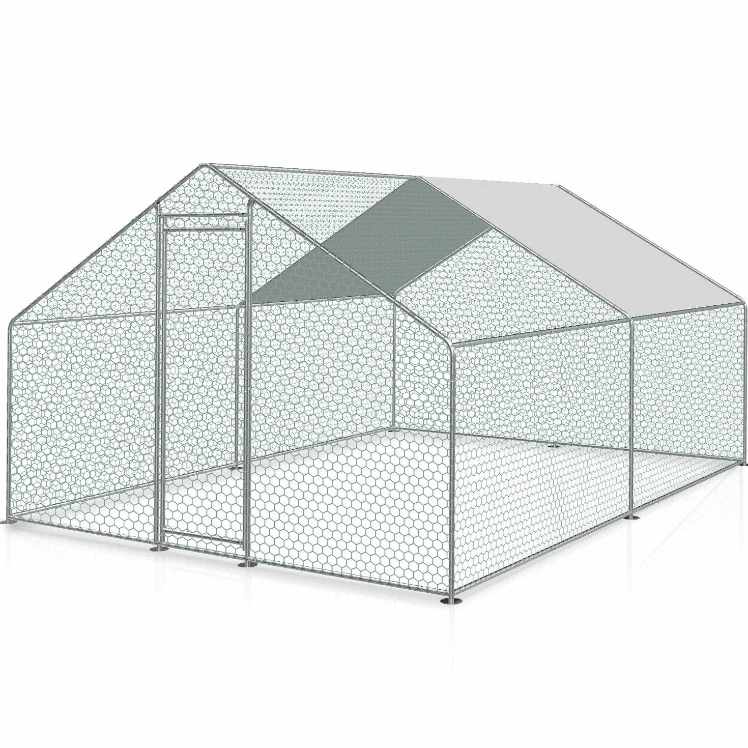 Metalowy kurnik dla kurników 3 x 3 x 2 m, wybieg dla kur, dla małych zwierząt, woliera z plandeką dachową, wybieg dla kur, drobiu, małych zwierząt
