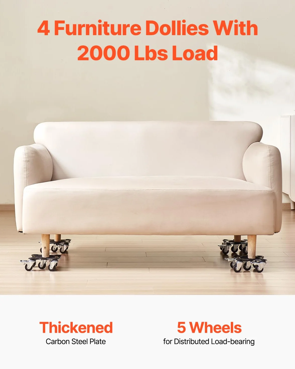 VEVOR Wózek meblowy 200 kg, przenośnik z obrotowymi kółkami 360°, panel stalowy