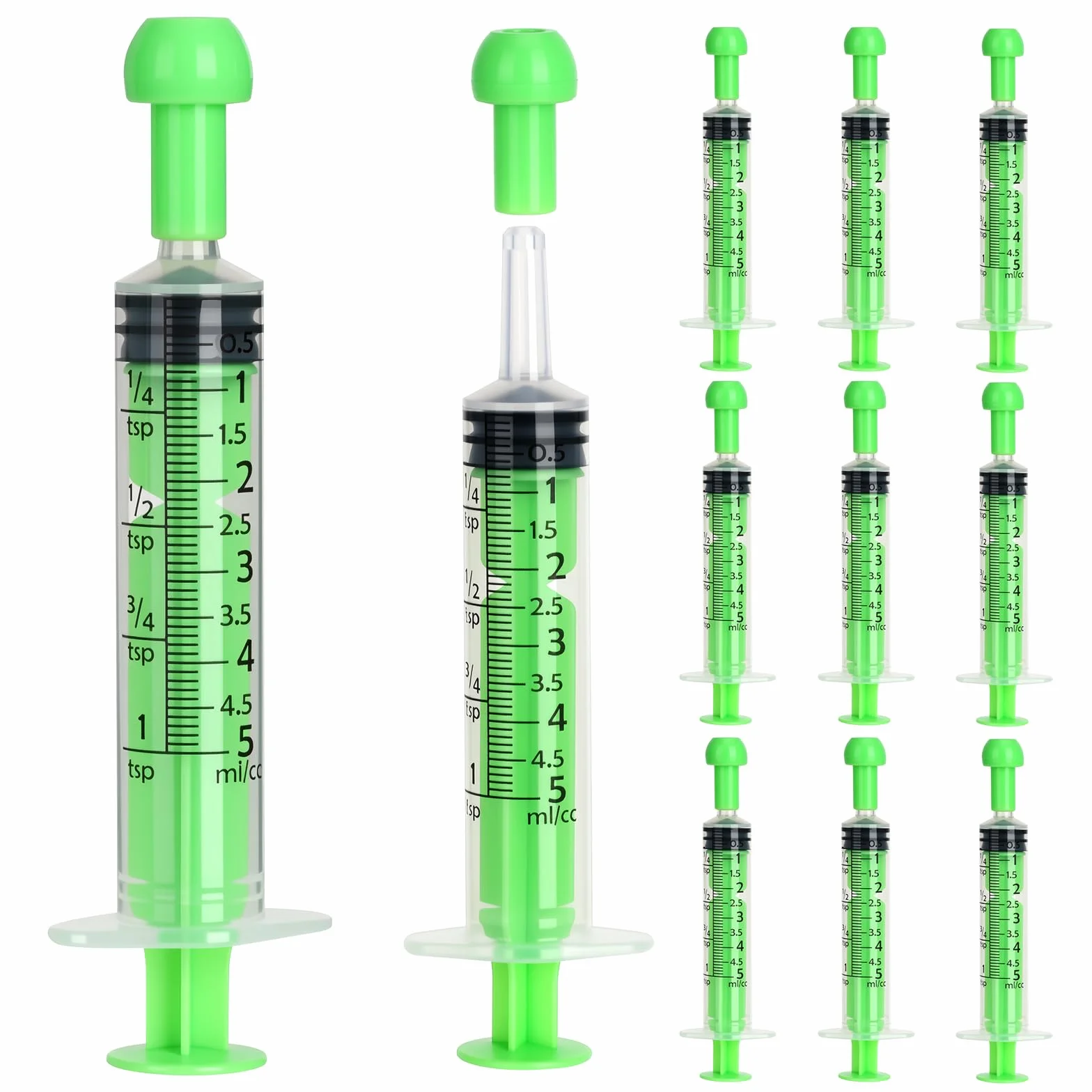 Strzykawki 5 ml – 10 sztuk strzykawek z pokrywką, strzykawka bez igły, strzykawka z tworzywa sztucznego, strzykawka dozująca, do laboratorium, roślin, oleju silnikowego lub płynu hamulcowego
