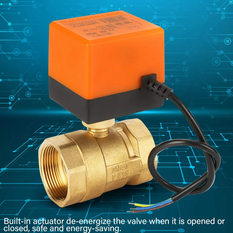 G1-1/2"DN40 AC 220V 6W 2-drożny 3-przewodowy mosiężny zawór kulowy z siłownikiem Zawór elektryczny do klimakonwektora i układu sterowania wodą układu klimatyzacji