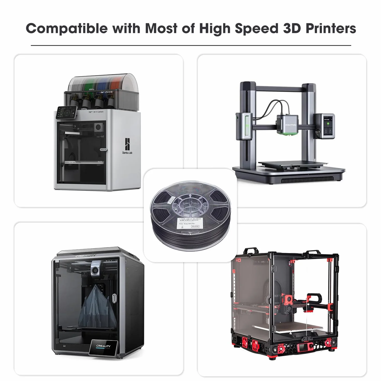 eSUN ABS-CF Filament 1.75mm, Filament ABS wypełniony włóknem węglowym, Szpula 1KG (2.2 LBS) Materiały do druku 3D dla drukarek 3D FDM (Ciemnofioletowy, 1KG)