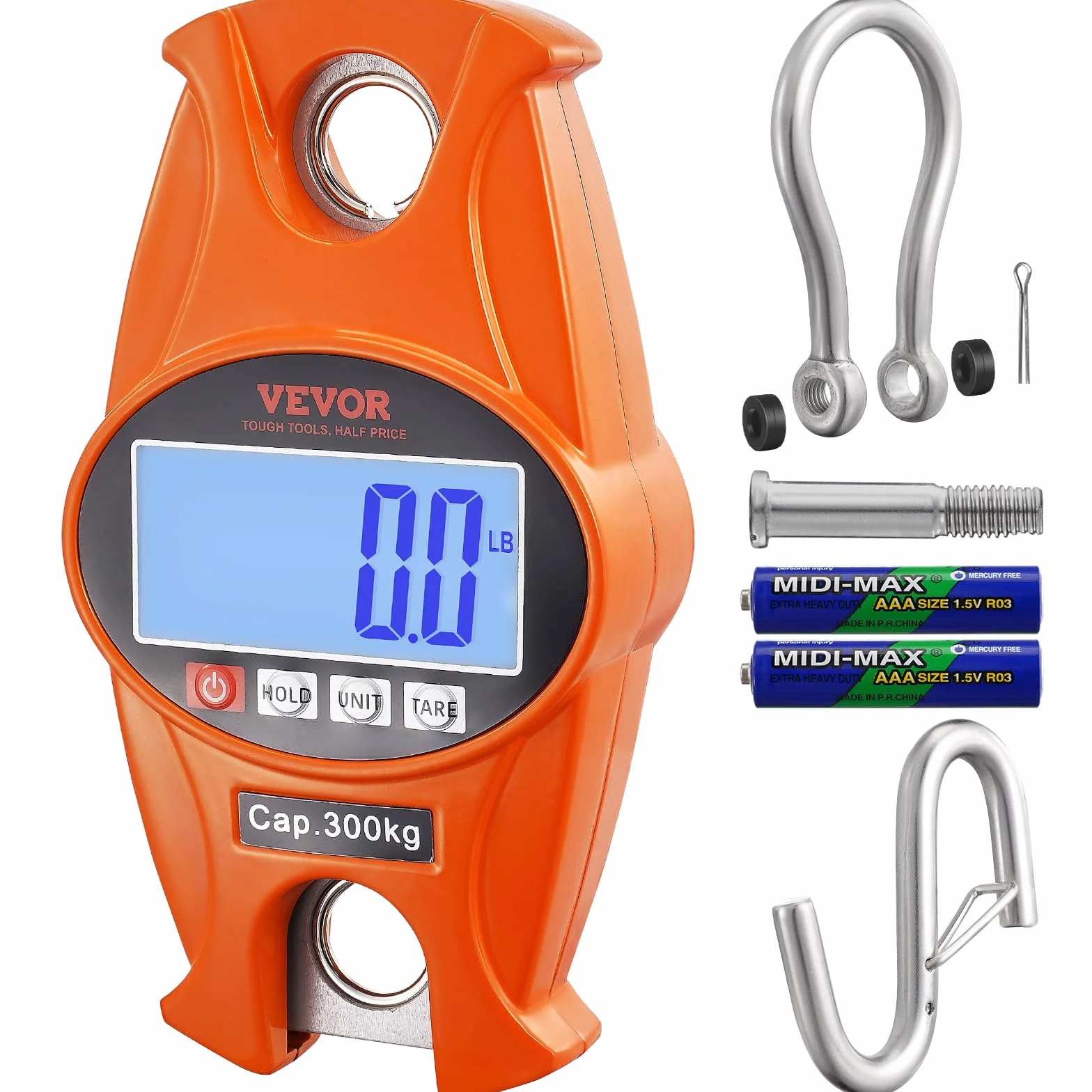 VEVOR Waga dźwigowa 0,15-300 kg cyfrowa wisząca LCD dokładność 0,05 kg