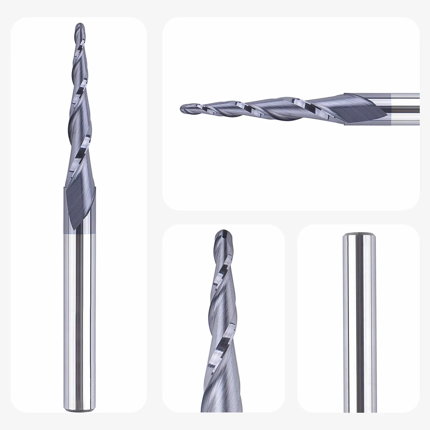 SpeTool Frez z palcami 6 mm Stożkowa kulka do nosa CNC Promień 1,0 mm, grawerowanie z węglika wolframu, frez kulisty, z powłoką TiAIN