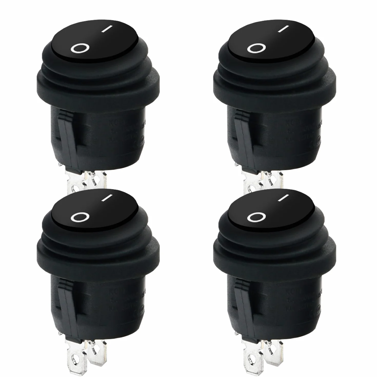 Powice Wodoszczelny przełącznik dźwigienkowy 12 V, okrągły, 2-biegunowy przełącznik 12 V, przełącznik 6 A, 12 V/4 V/110 V/230 V, odpowiedni do montażu w domach, samochodach i urządzeniach