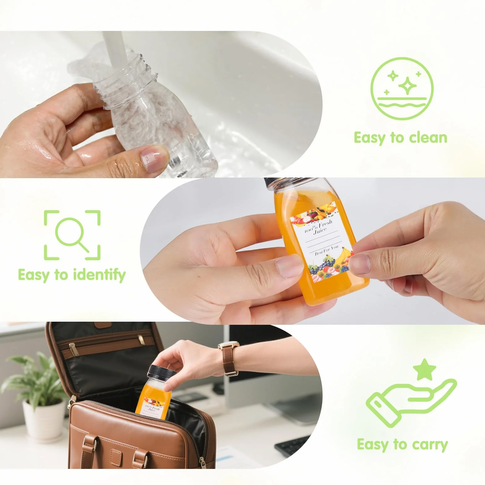 winbest 12 sztuk plastikowych butelek do shotów 120 ml, z naklejkami wielokrotnego użytku, 120 ml, do napełniania napojów i smoothies