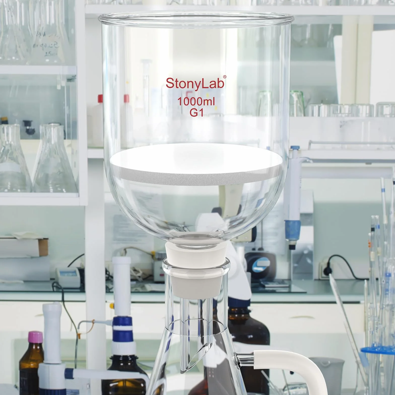 stonylab Buchner Lejek filtrujący ze szkła borokrzemowego, średnica wewnętrzna 113 mm, głębokość 110 mm, ze standardowym przegubem stożkowym 24/40 (1L)