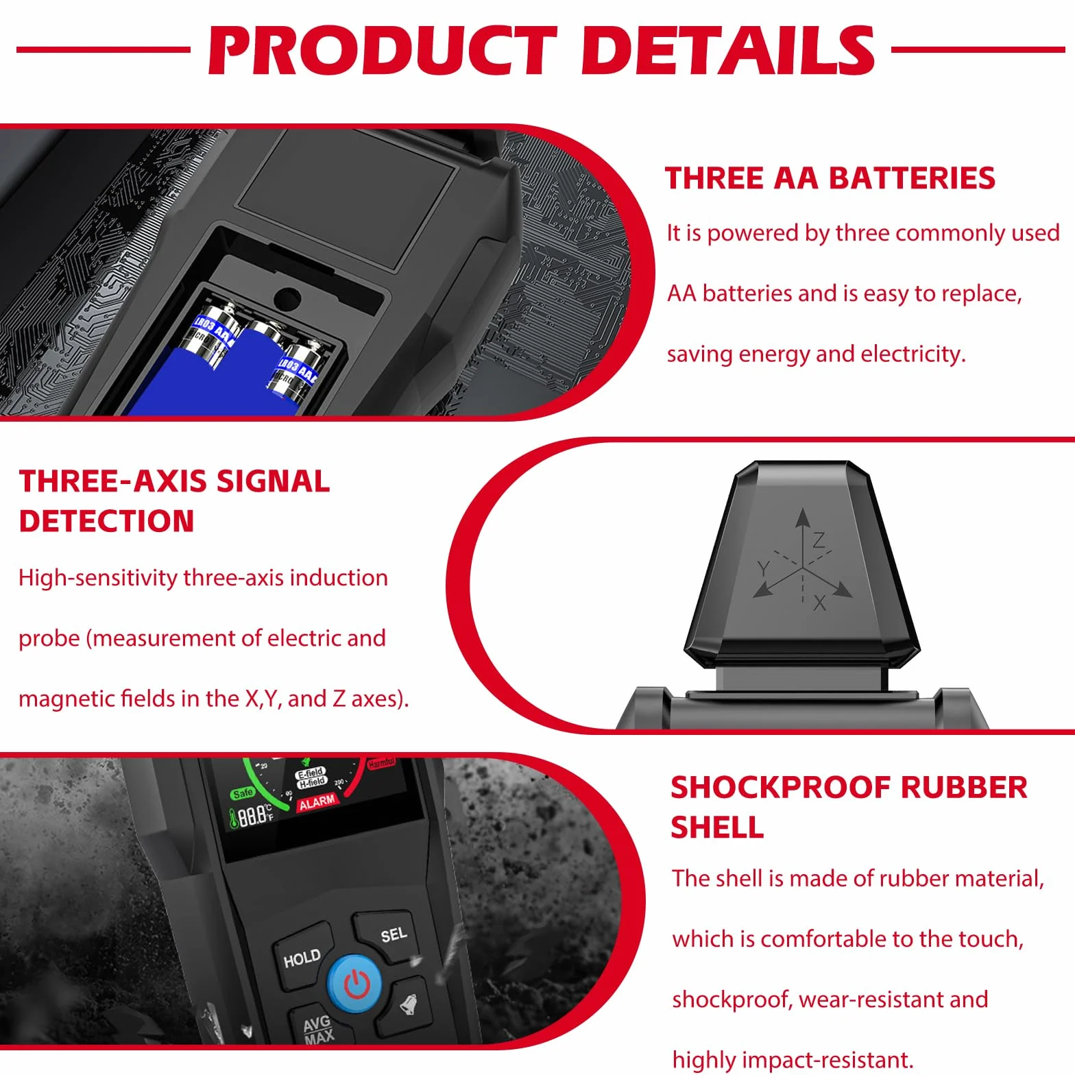 EMF miernik promieniowania elektromagnetycznego 5 w 1 cyfrowy detektor EF MF RF do WiFi 5G